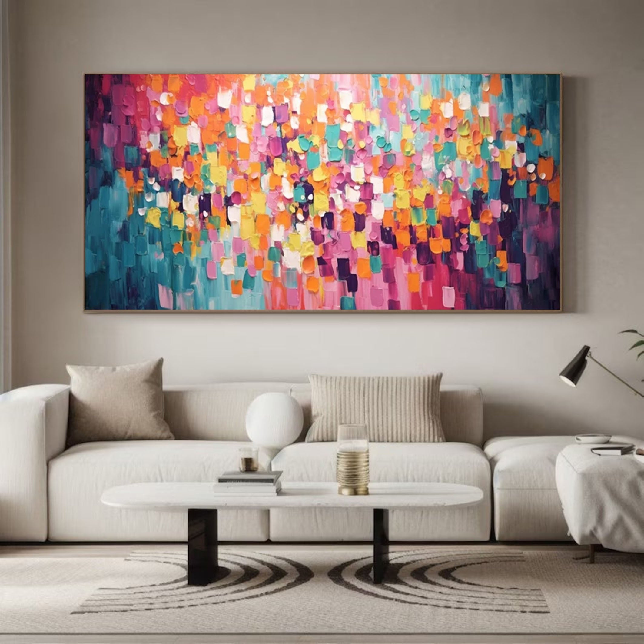 Bold Multicolor Abstract Canvas Modern Wall Art for Living Room #MM173