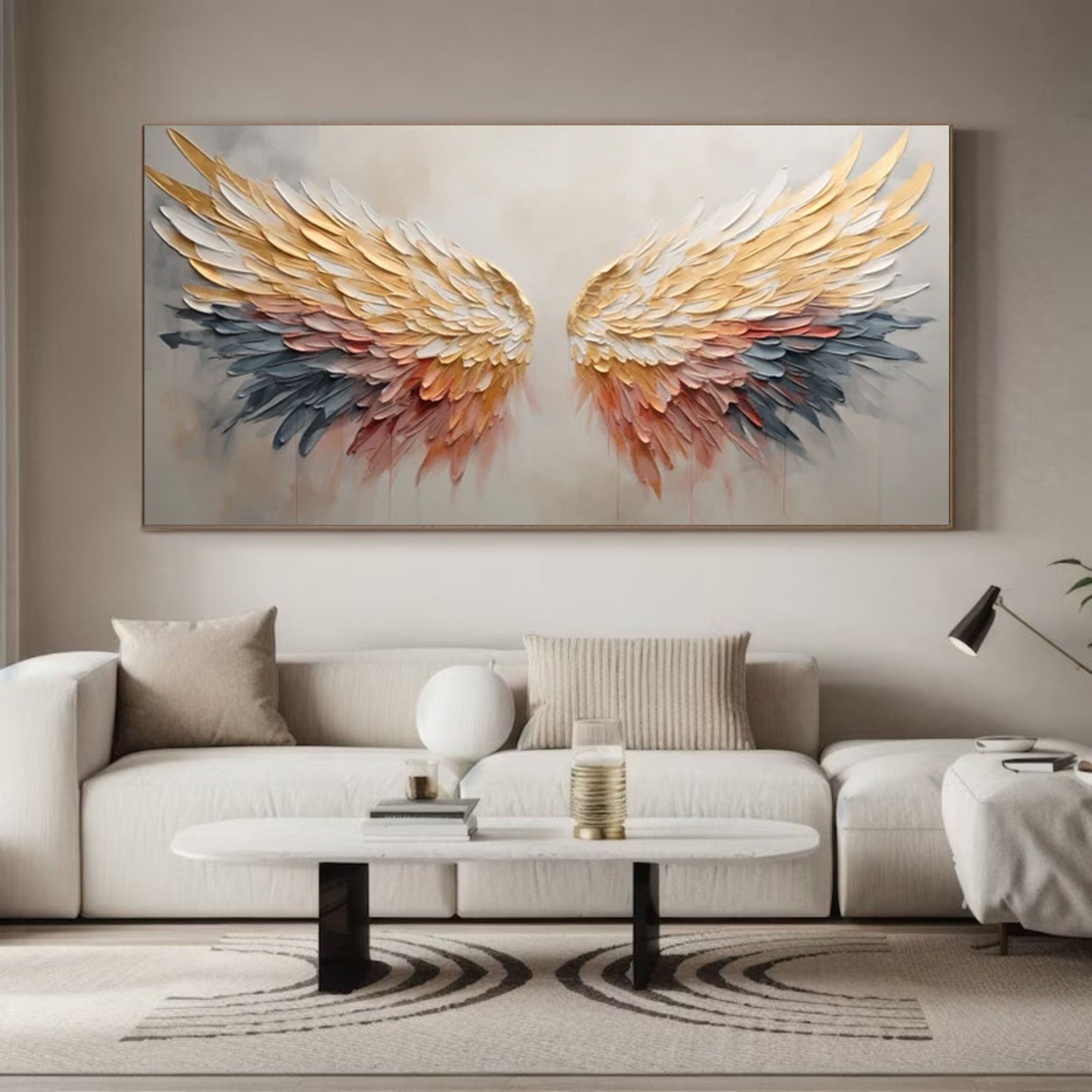 Colorful Angel Wings Canvas Large Abstract Wall Art #MM169