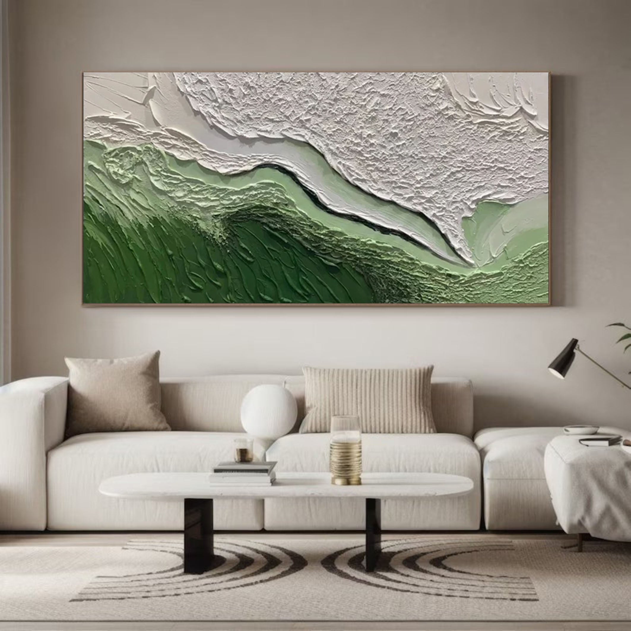 Green Landscape-Inspired Abstract Canvas for Home Decor #MM170