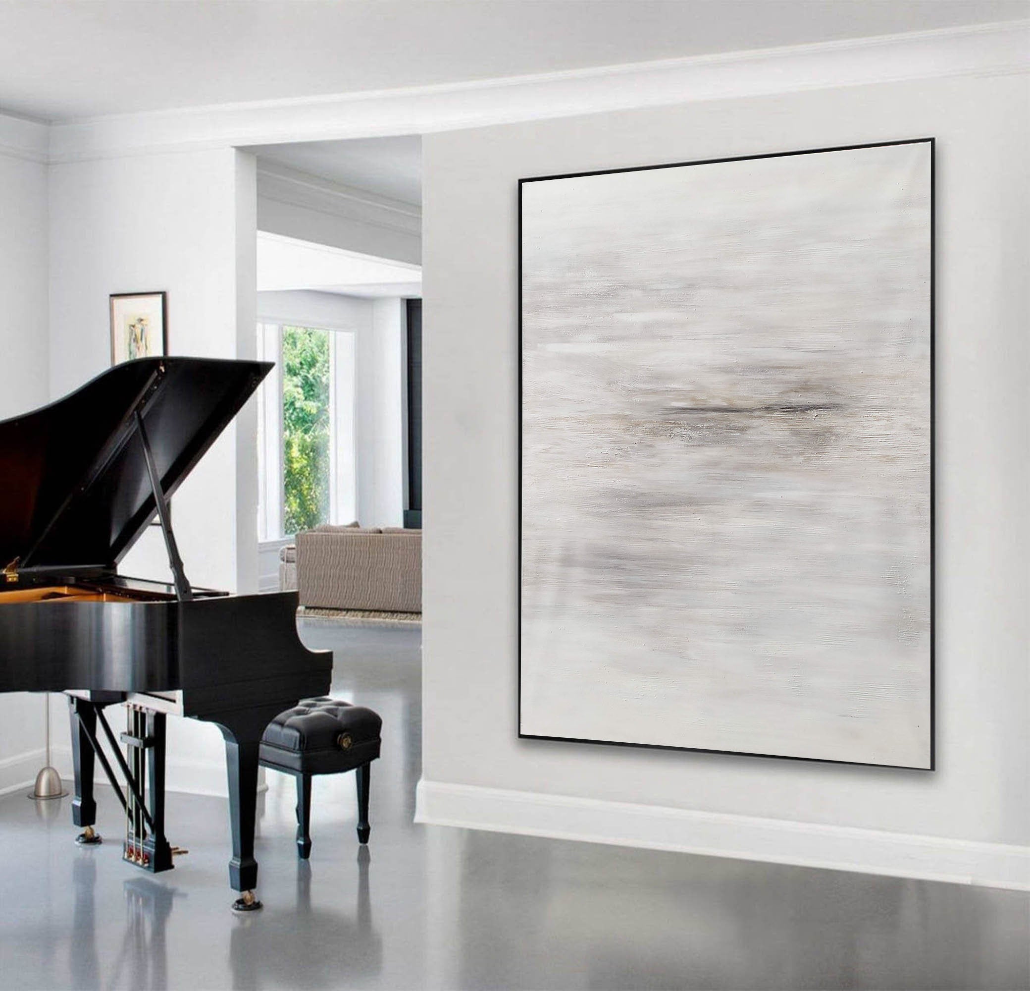 Atmospheric White Abstract Wall Art With Subtle Layers #MM342