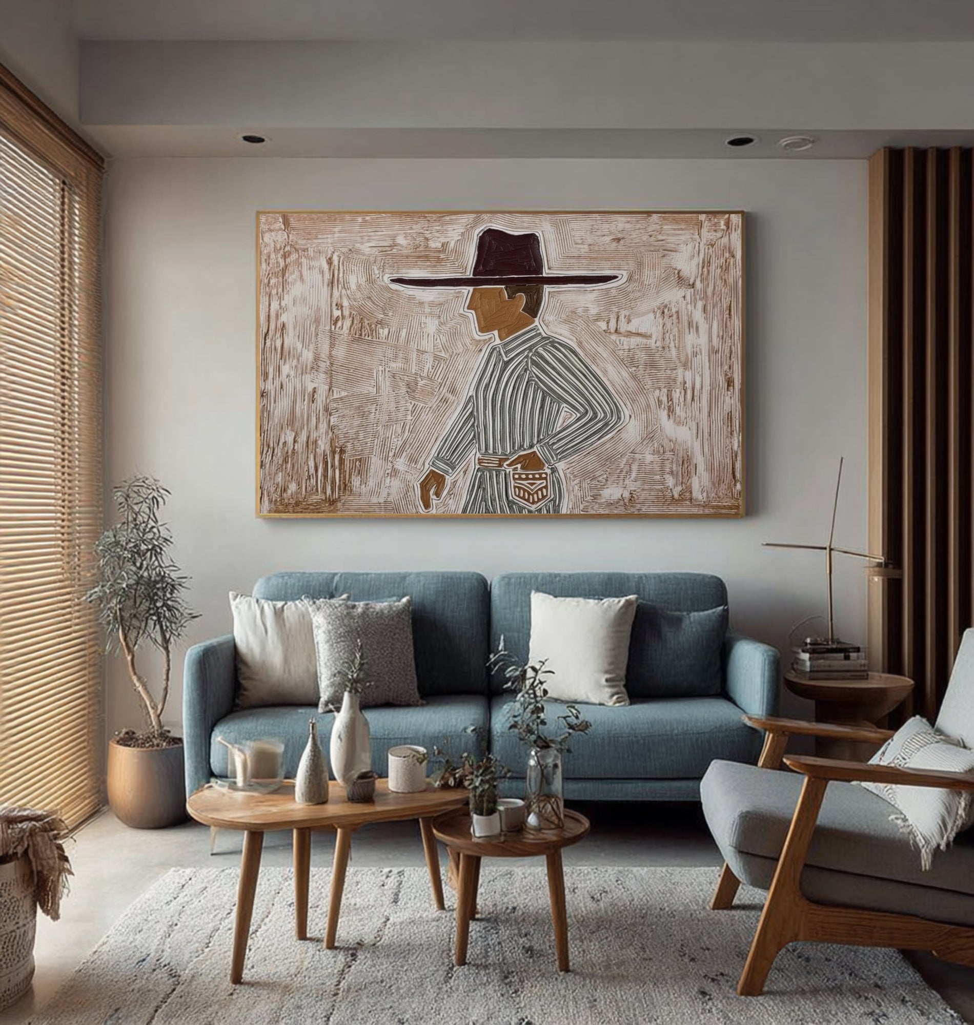 Minimalist Fashion Portrait Artwork Contemporary Neutral Wall Painting