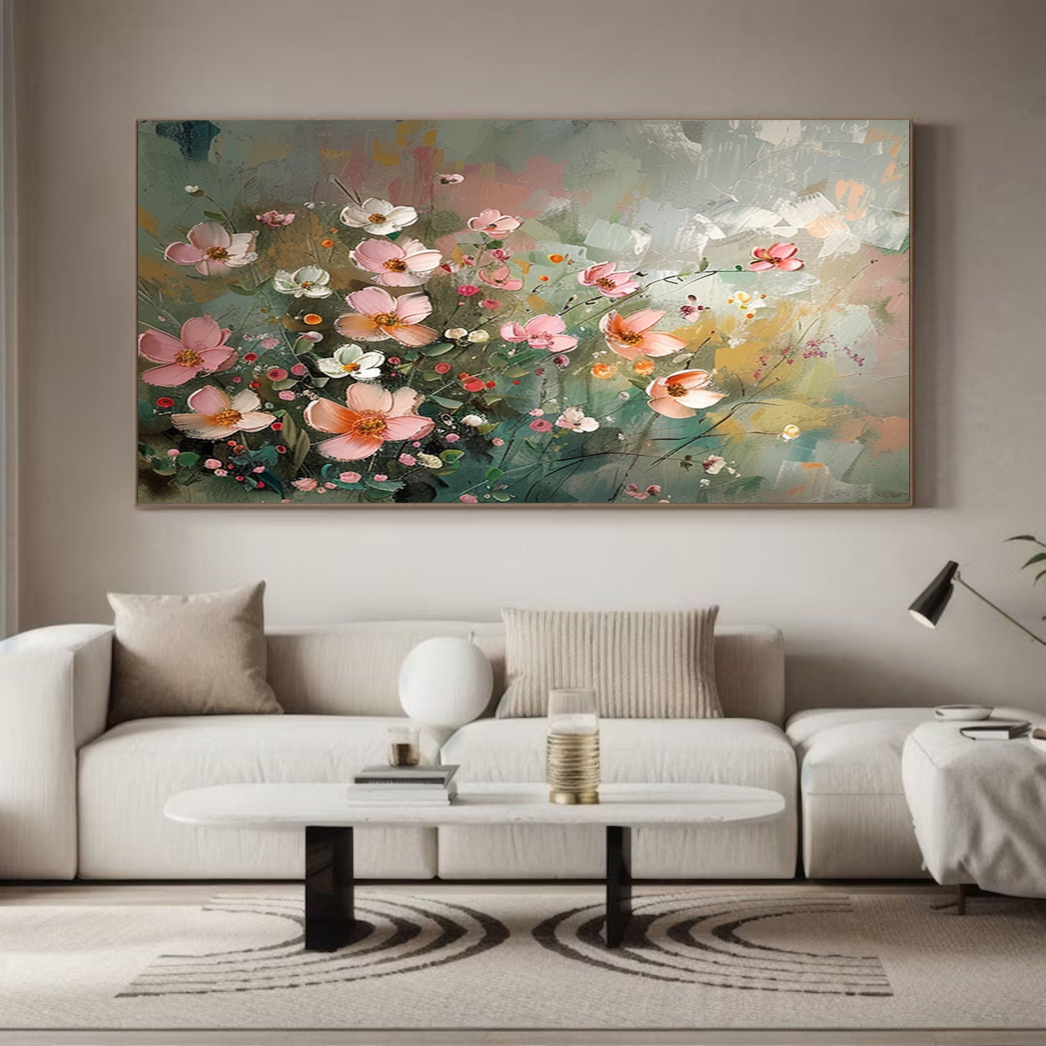 Large Canvas Flower Painting for Home Decor #FB014