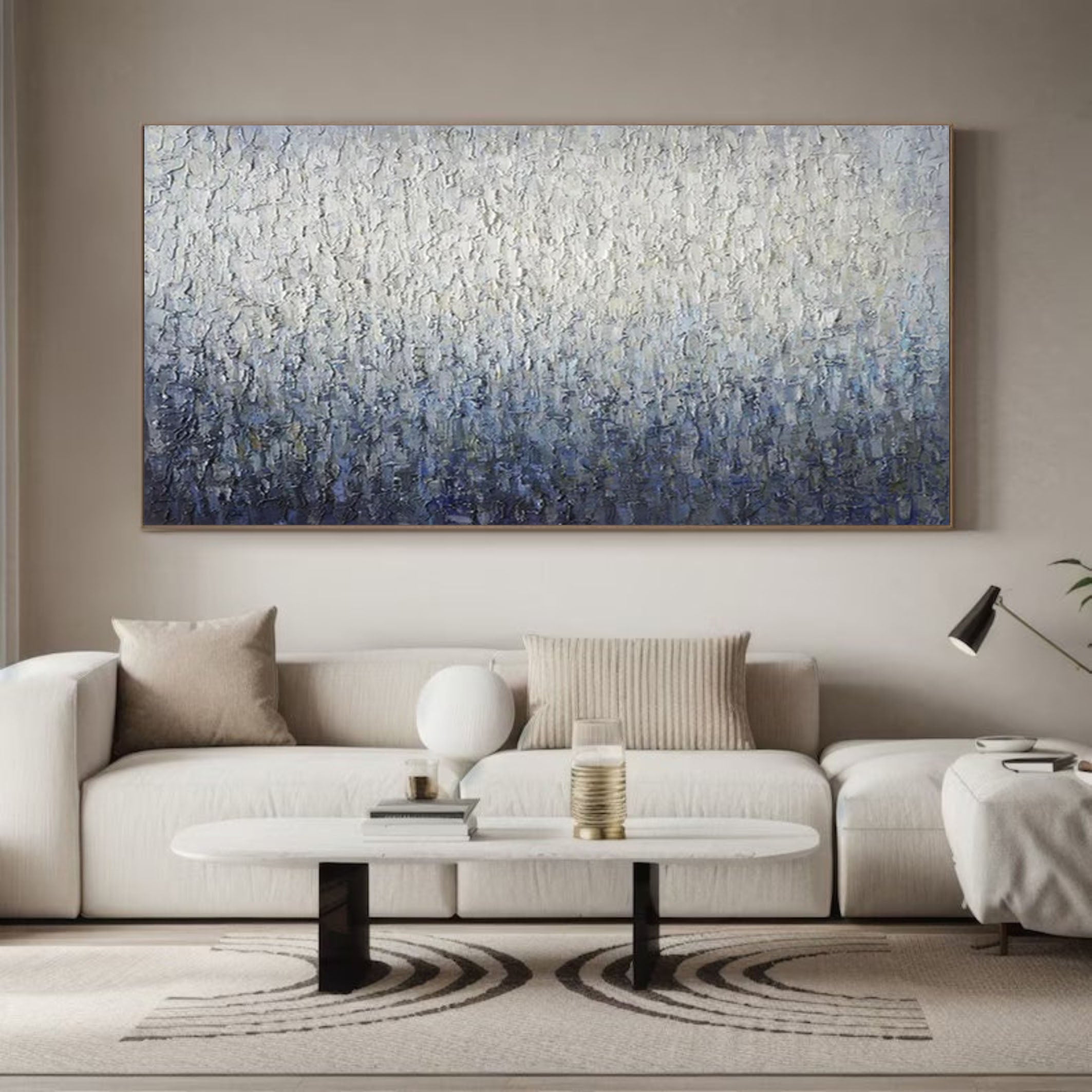 Gradient Textured Wall Art in Blue and White Tones #AB052