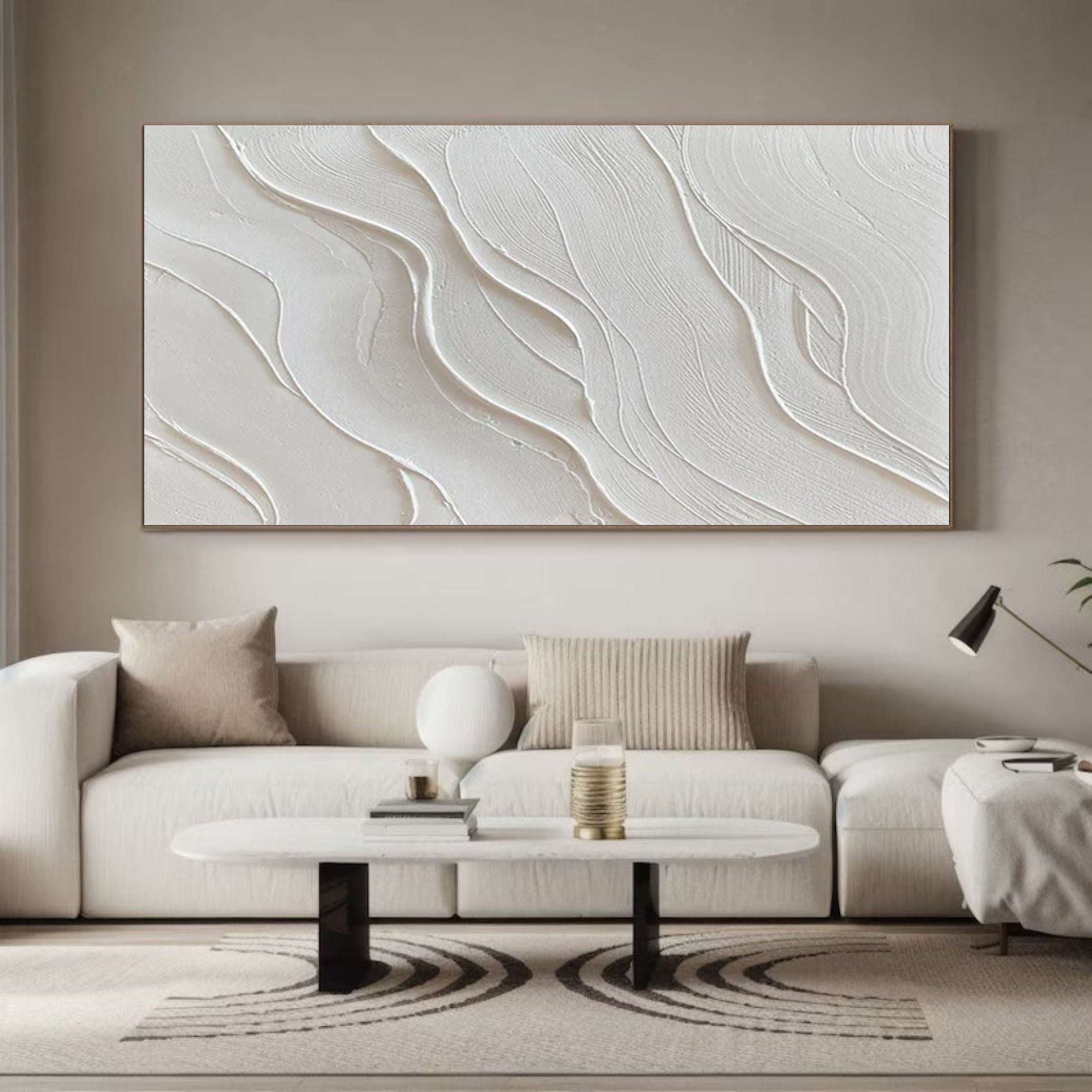 Minimalist White Textured Abstract Art