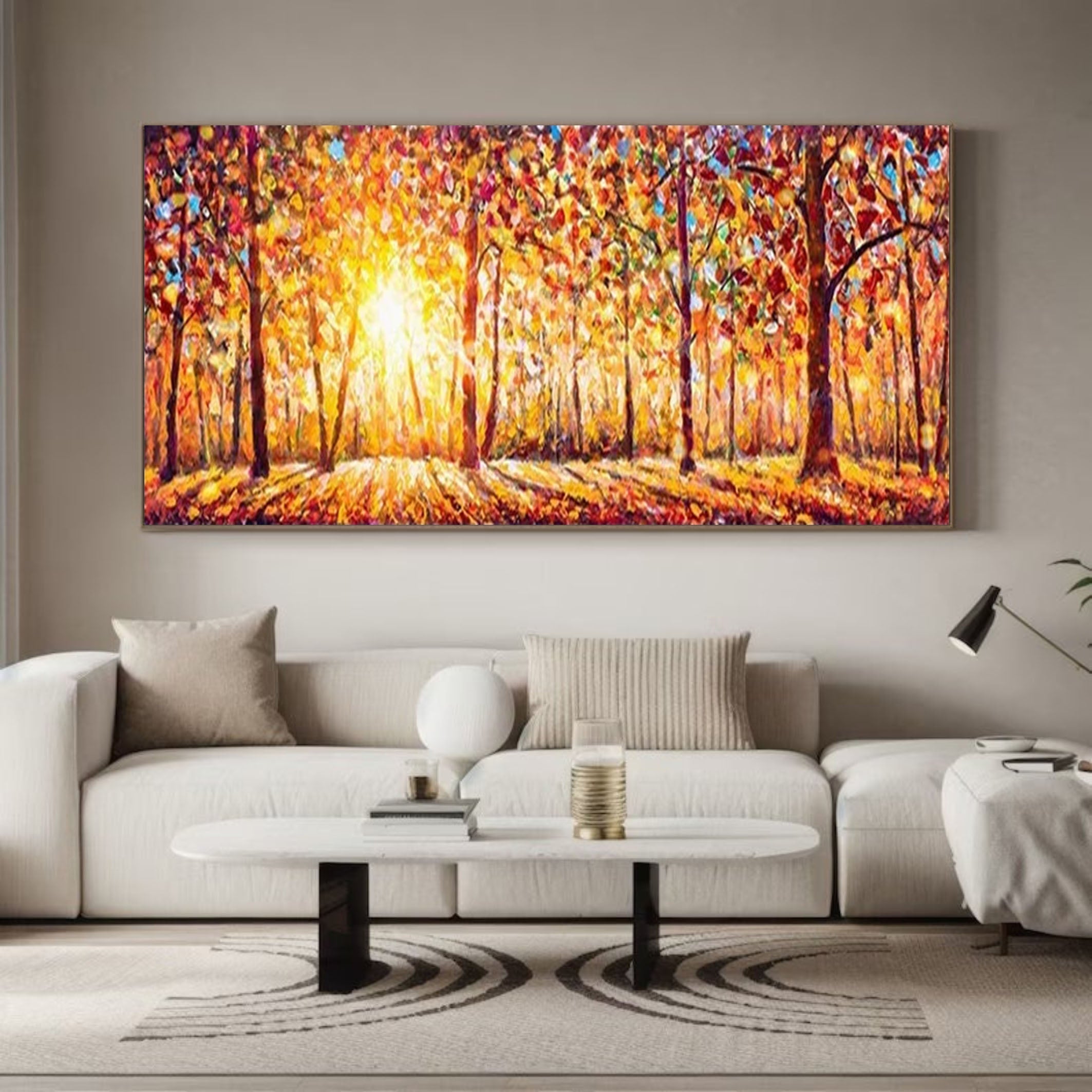 Vibrant Autumn Forest Painting for Modern Interiors #TP041