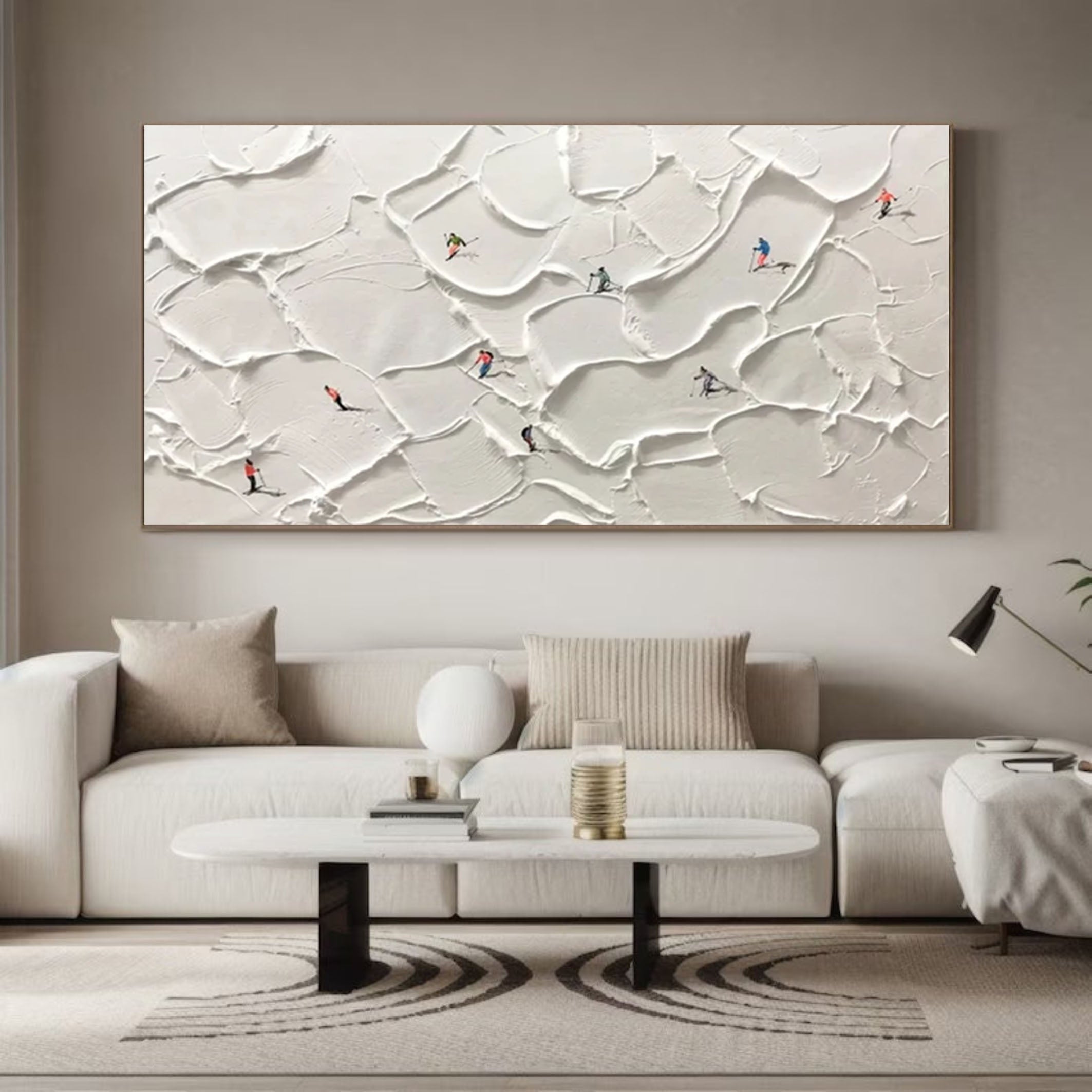 Vibrant Skiing Textured Artwork for Stylish Living Spaces #SPA008