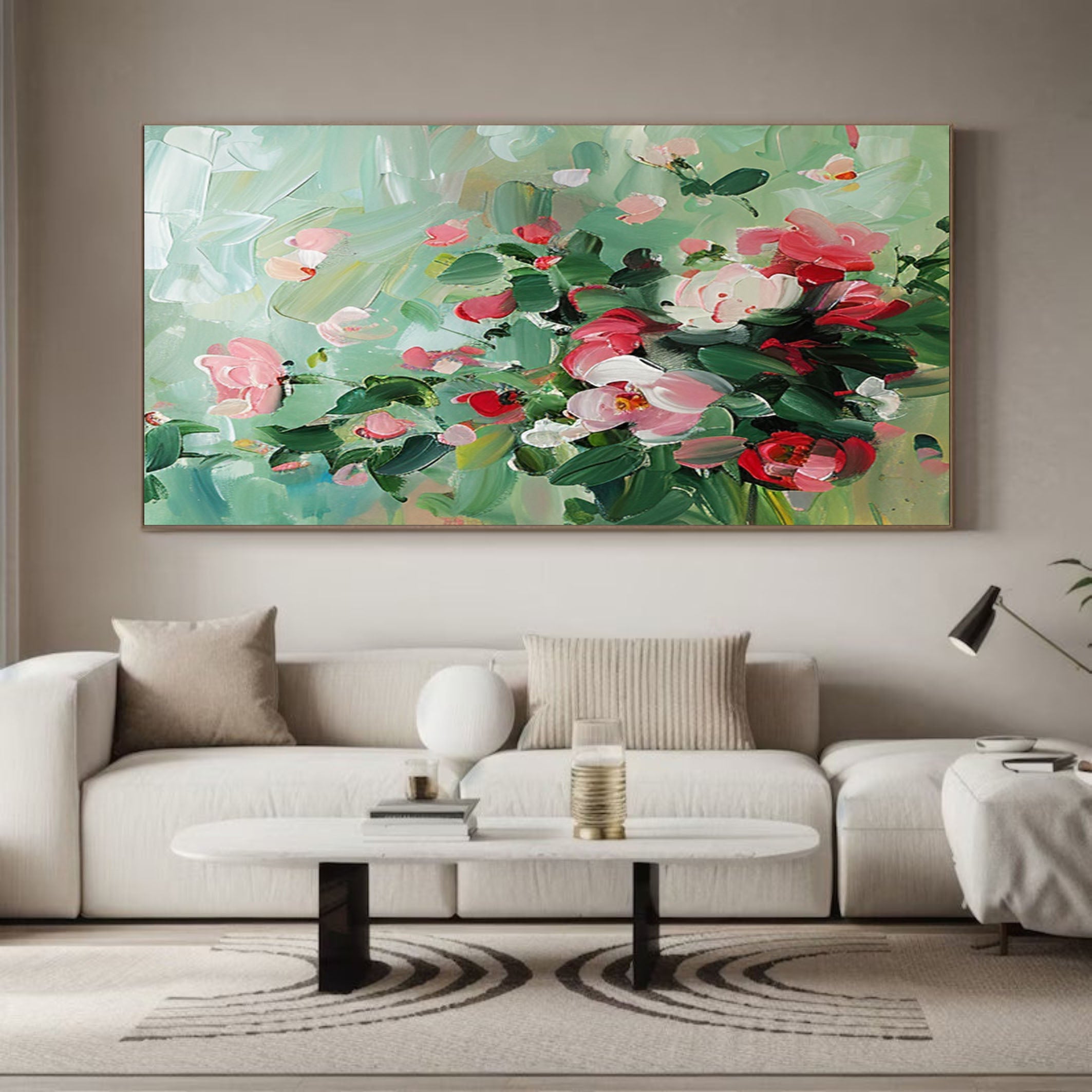 Vibrant Floral Wall Art Modern Abstract Flowers On Canvas #FB009