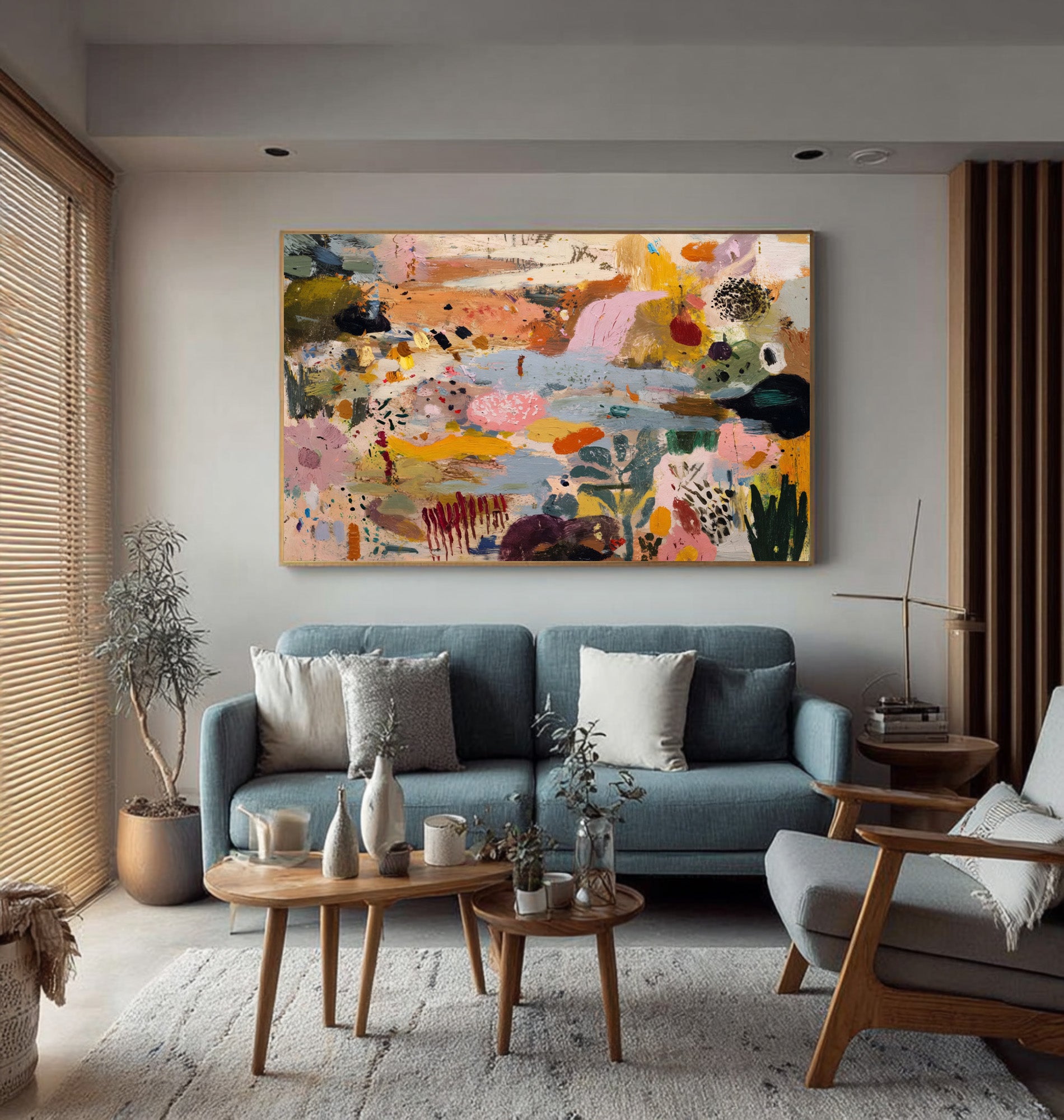 Large Hand Painted Abstract Wall Art for Living Room Decor