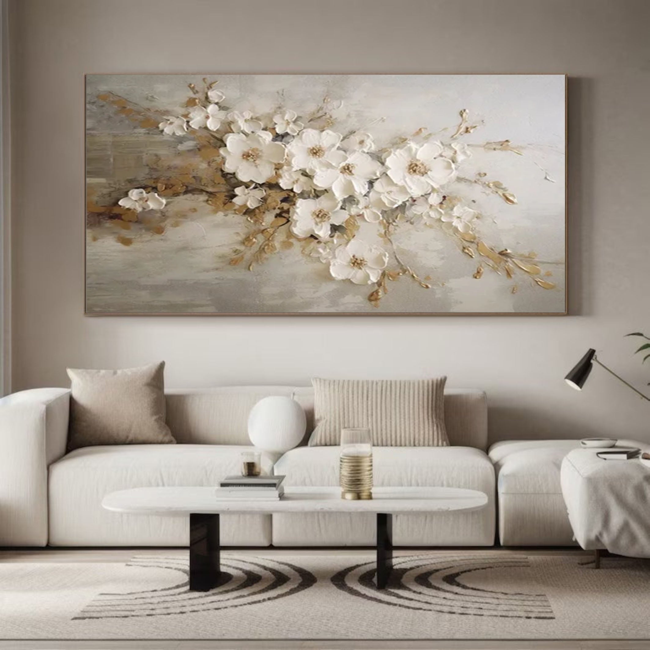 Serene Flower Canvas Painting for Minimalist Interiors Wall Decor #FB022