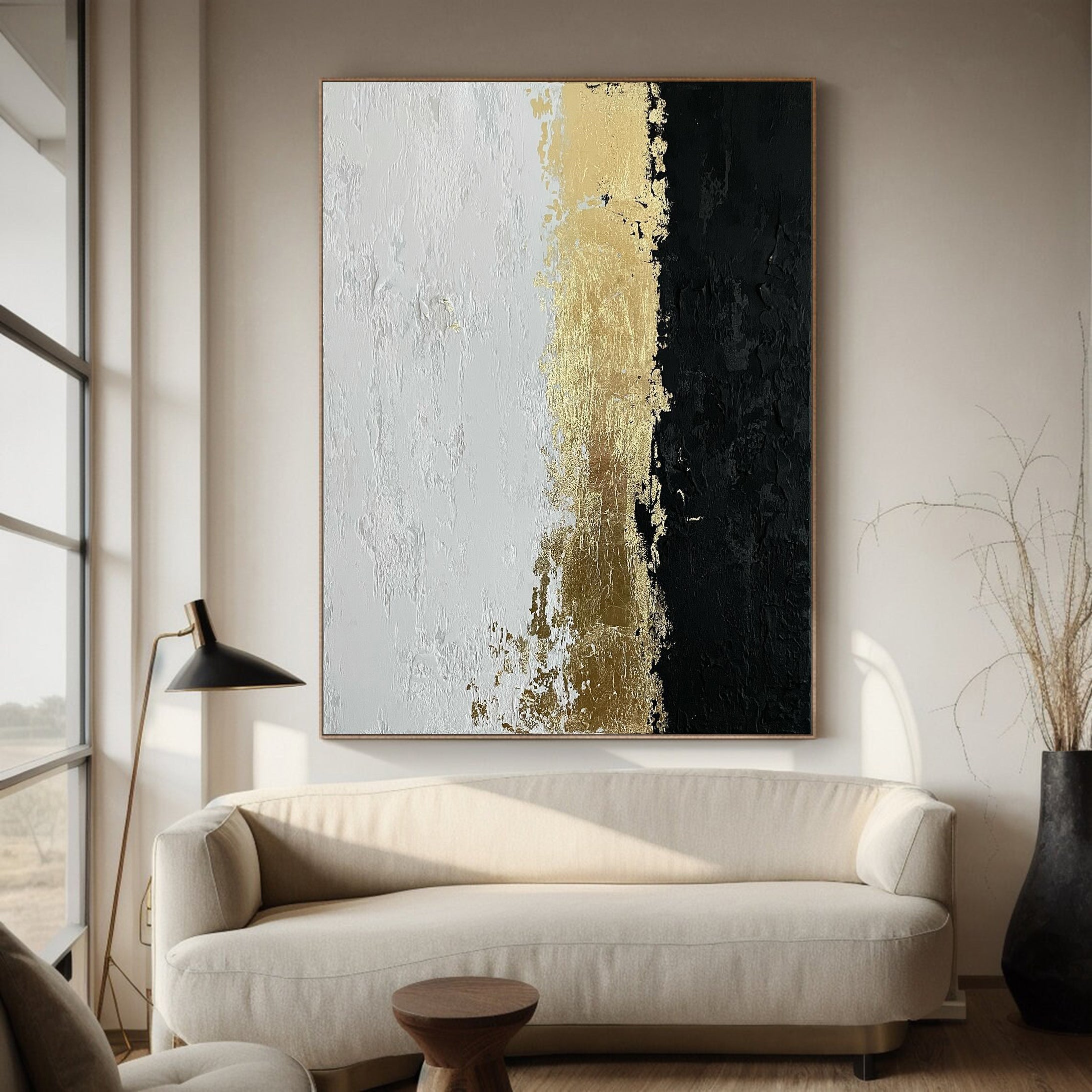 Elegant Black and Gold Canvas For Minimalist Interiors #MM030