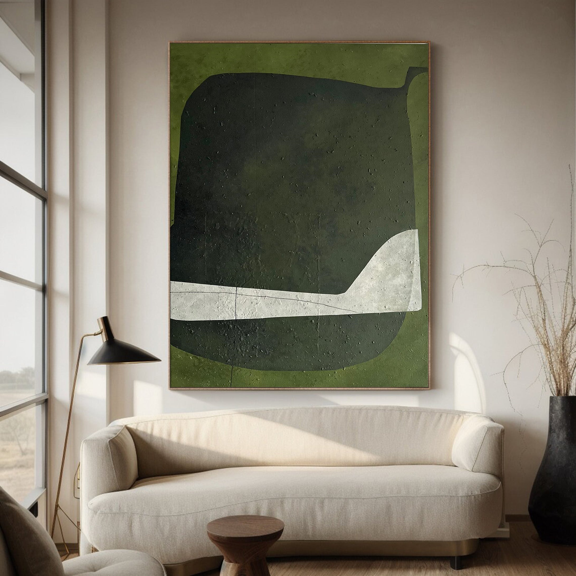 Green Abstract Canvas Art Modern Minimalist Home Decor #AB009