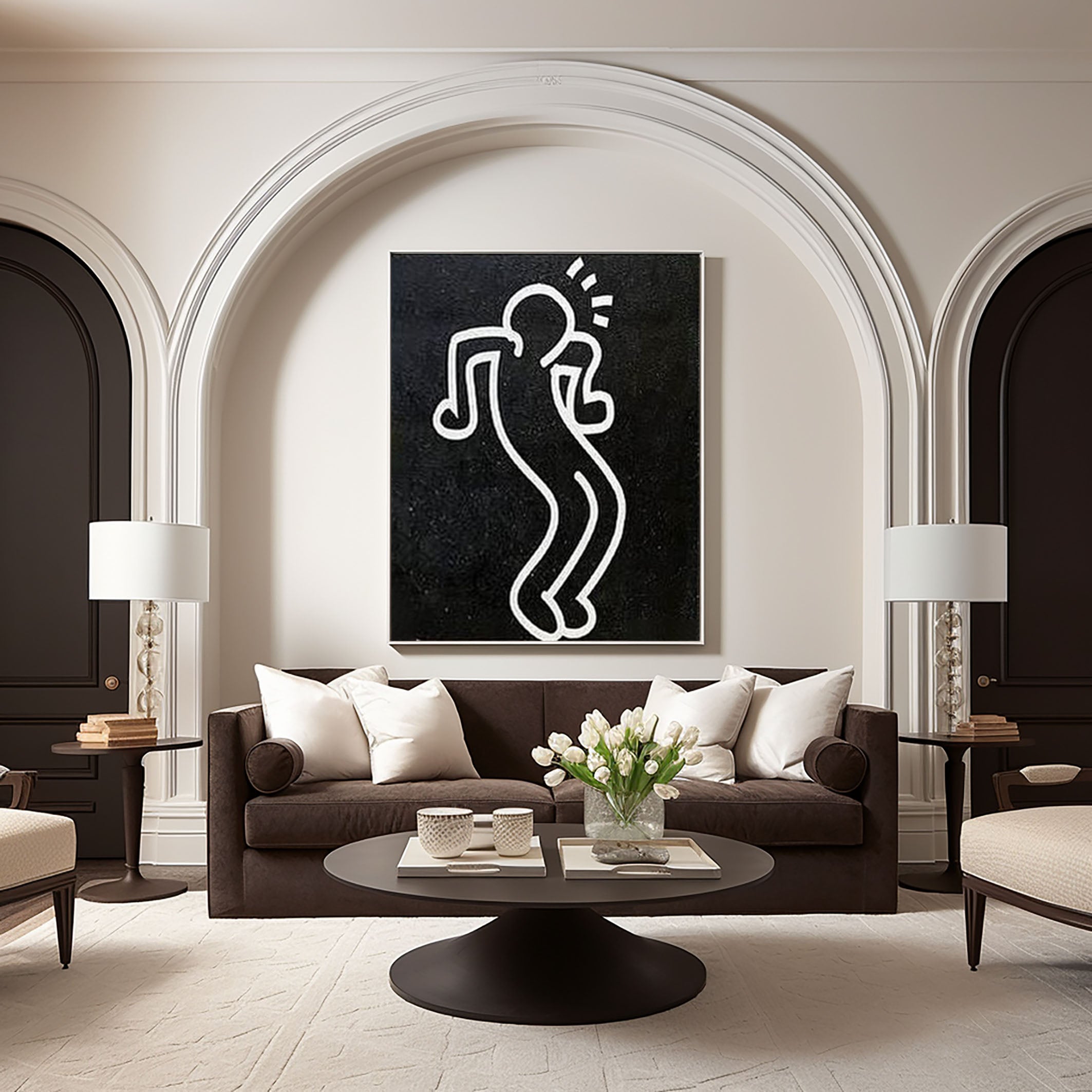 Black and White Abstract People Wall Art Minimalist Human Figure #HF014