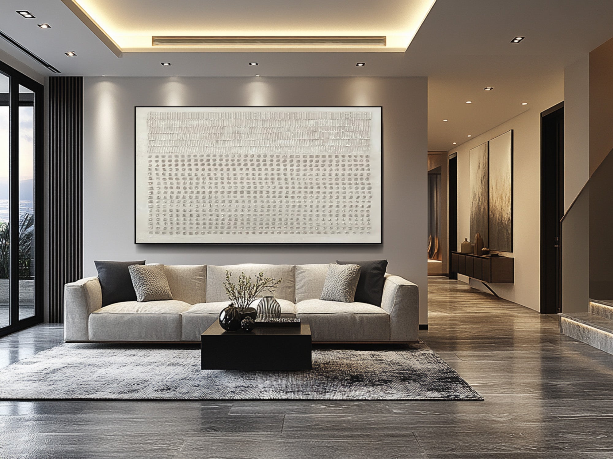 Unique White Textured Panel Art - Home Gallery Accent #AG 031