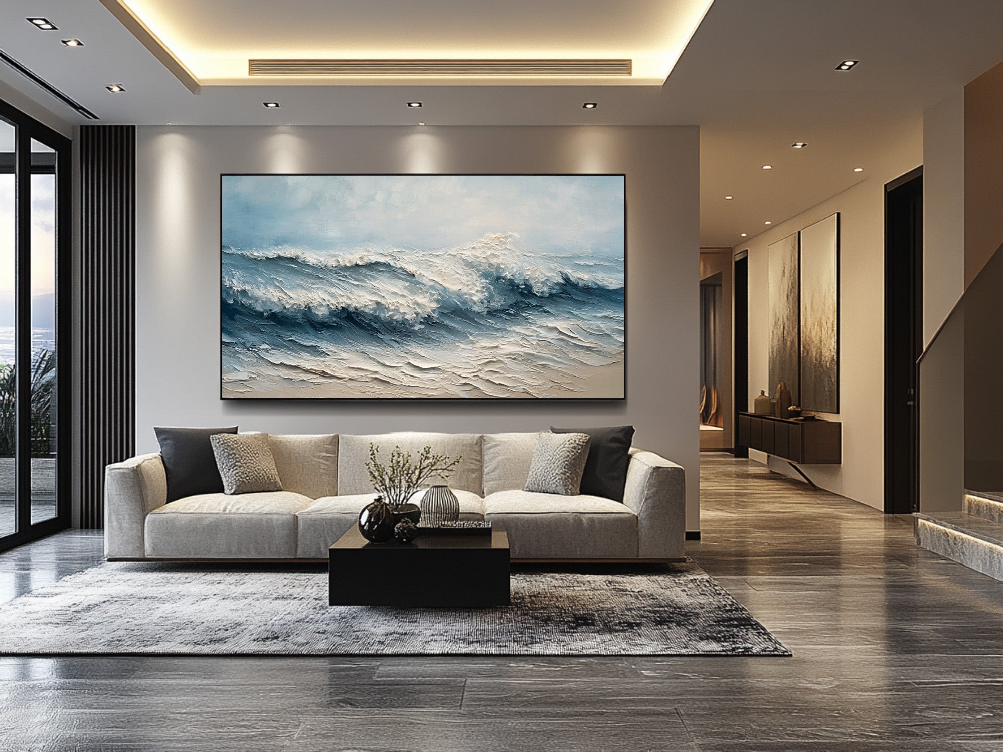 Large Textured Art: Modern Coastal & Abstract Design #AG 009