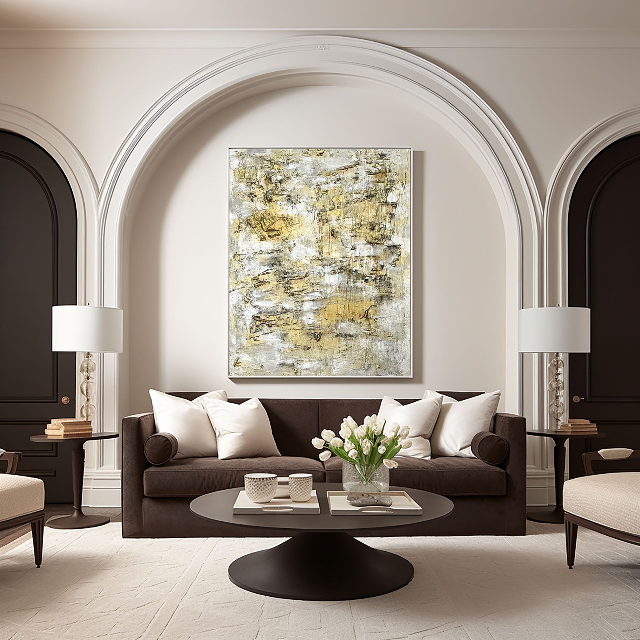 Modern Wall Art with Gold Accents Elegant Interior Design #AB026