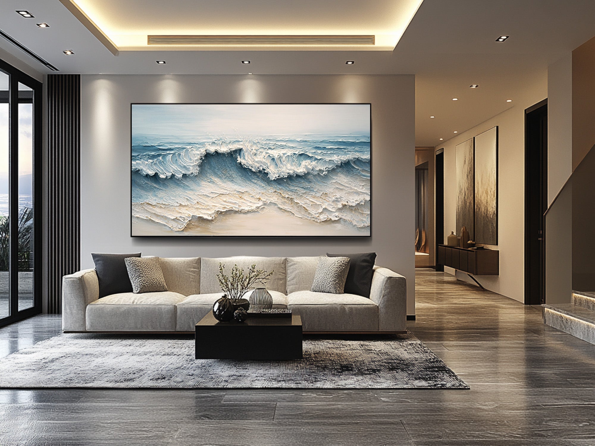 Large Coastal Abstract Art with Rich Textures #AG 008