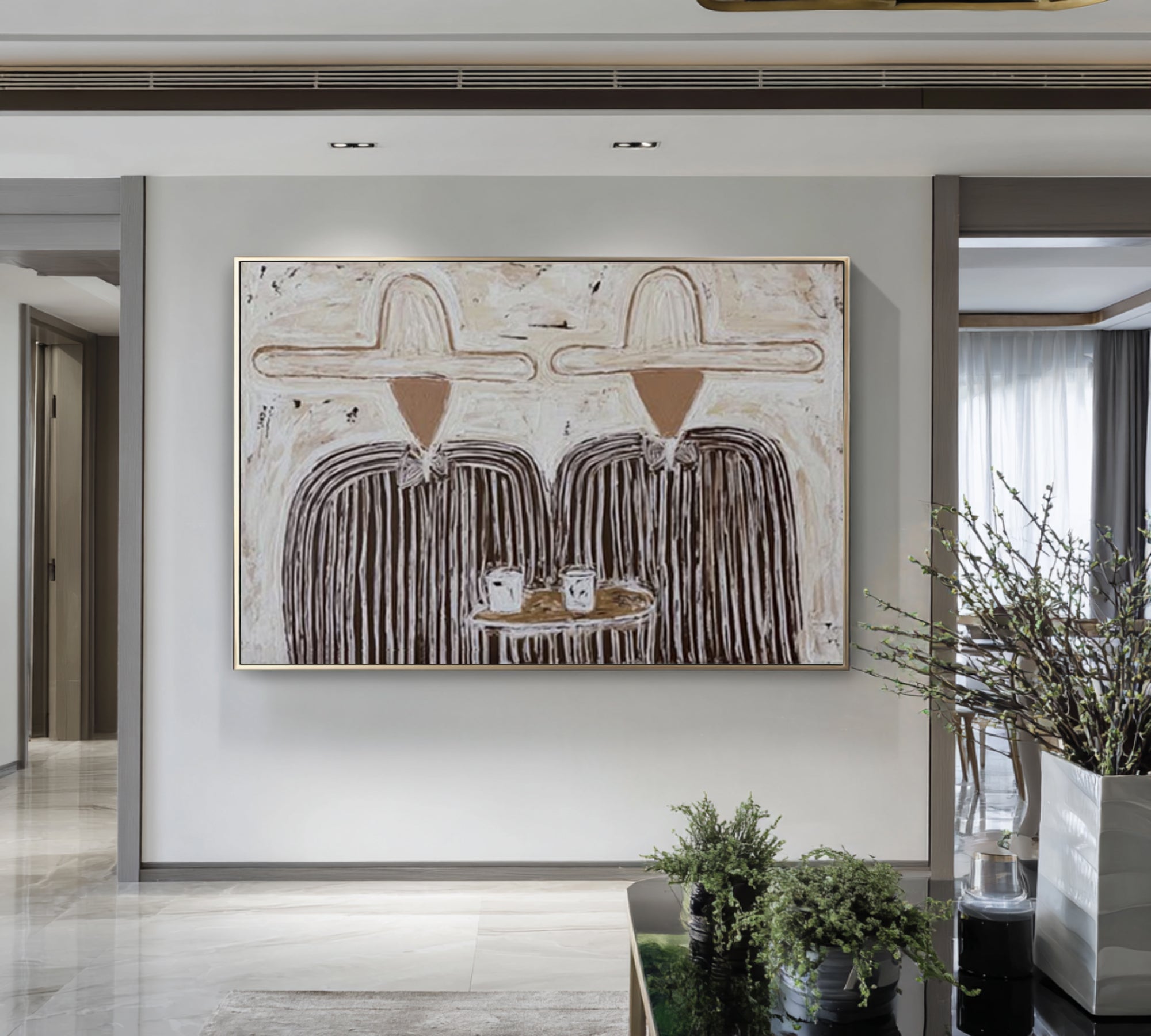 Abstract Human Connection Painting Large Contemporary Canvas Art