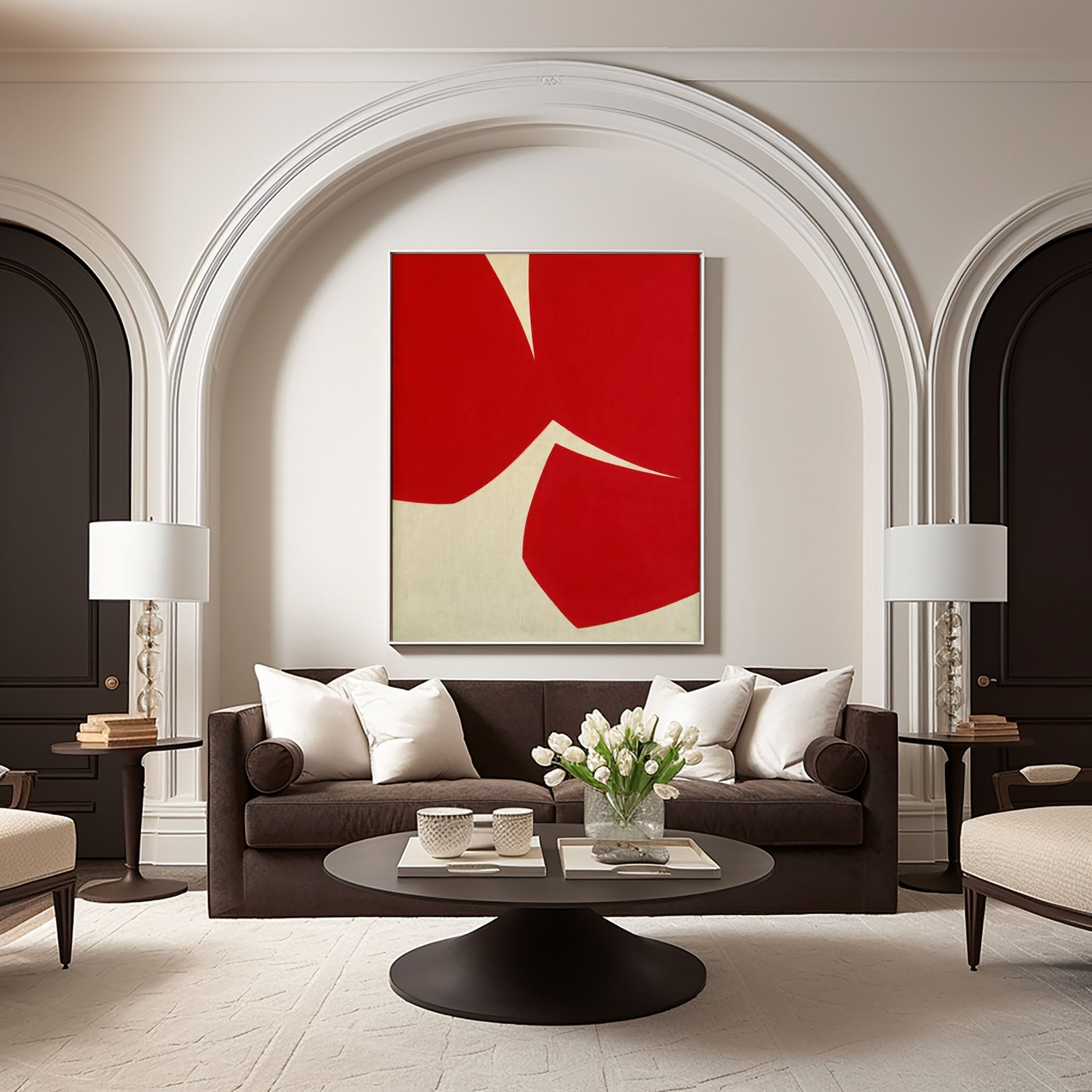 Bold Red Abstract Geometric Art Modern Wall Decor #AB024