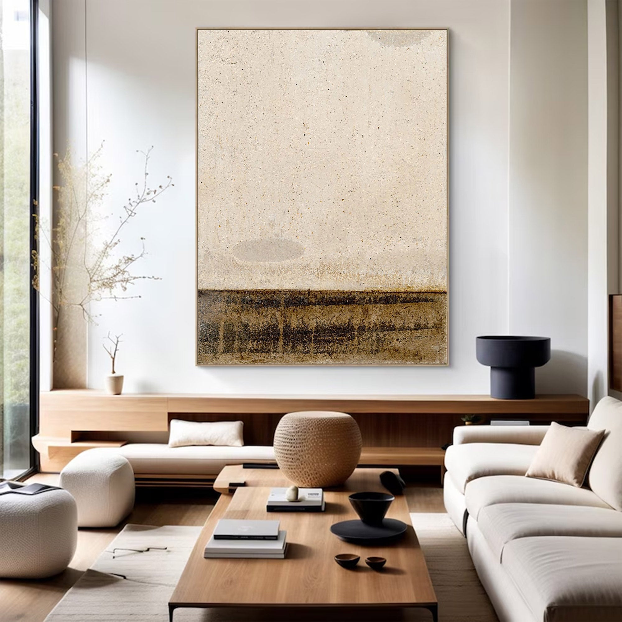 Large Textured Abstract Art Beige | KelorArt #AG 109