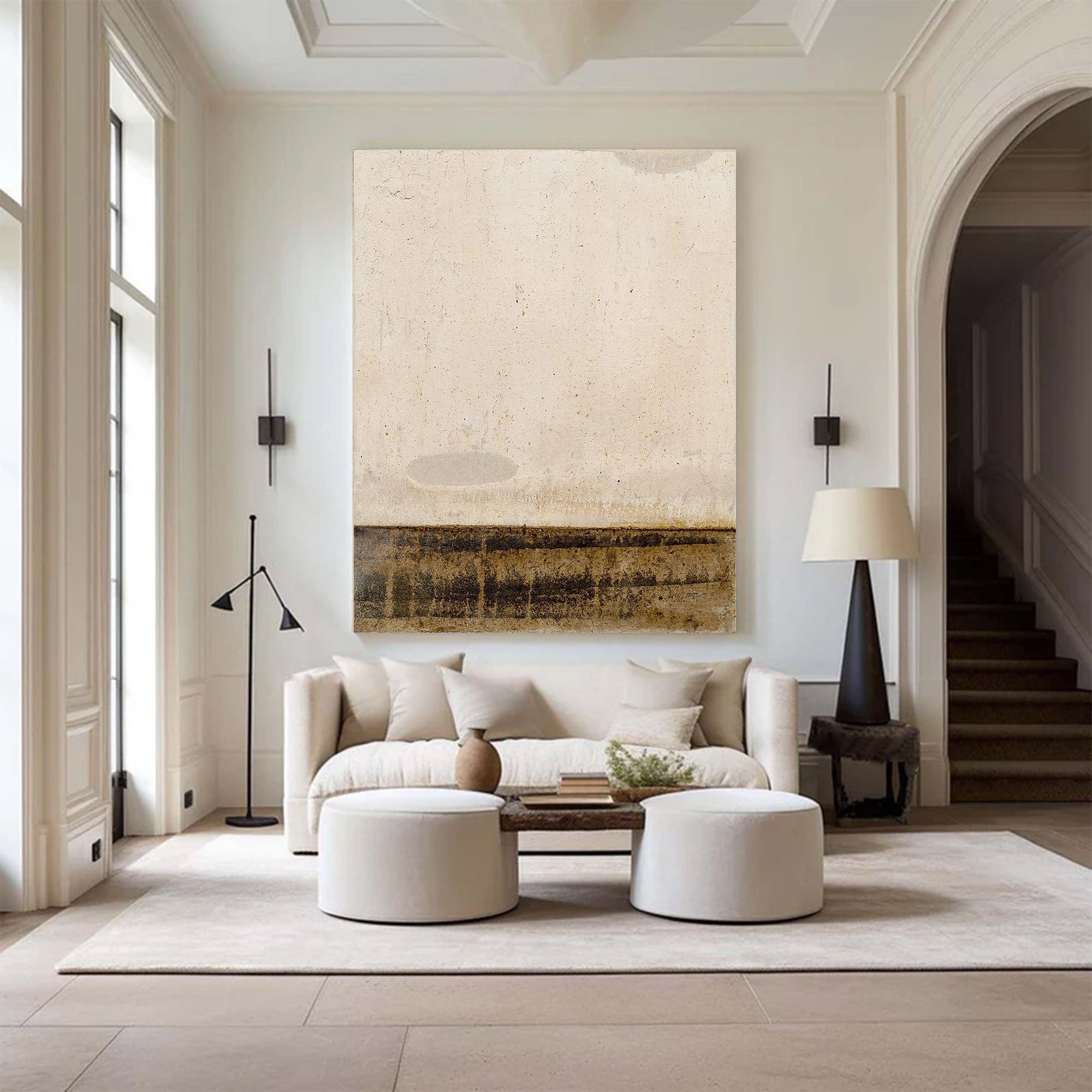 Large Textured Abstract Art Beige | KelorArt #AG 109