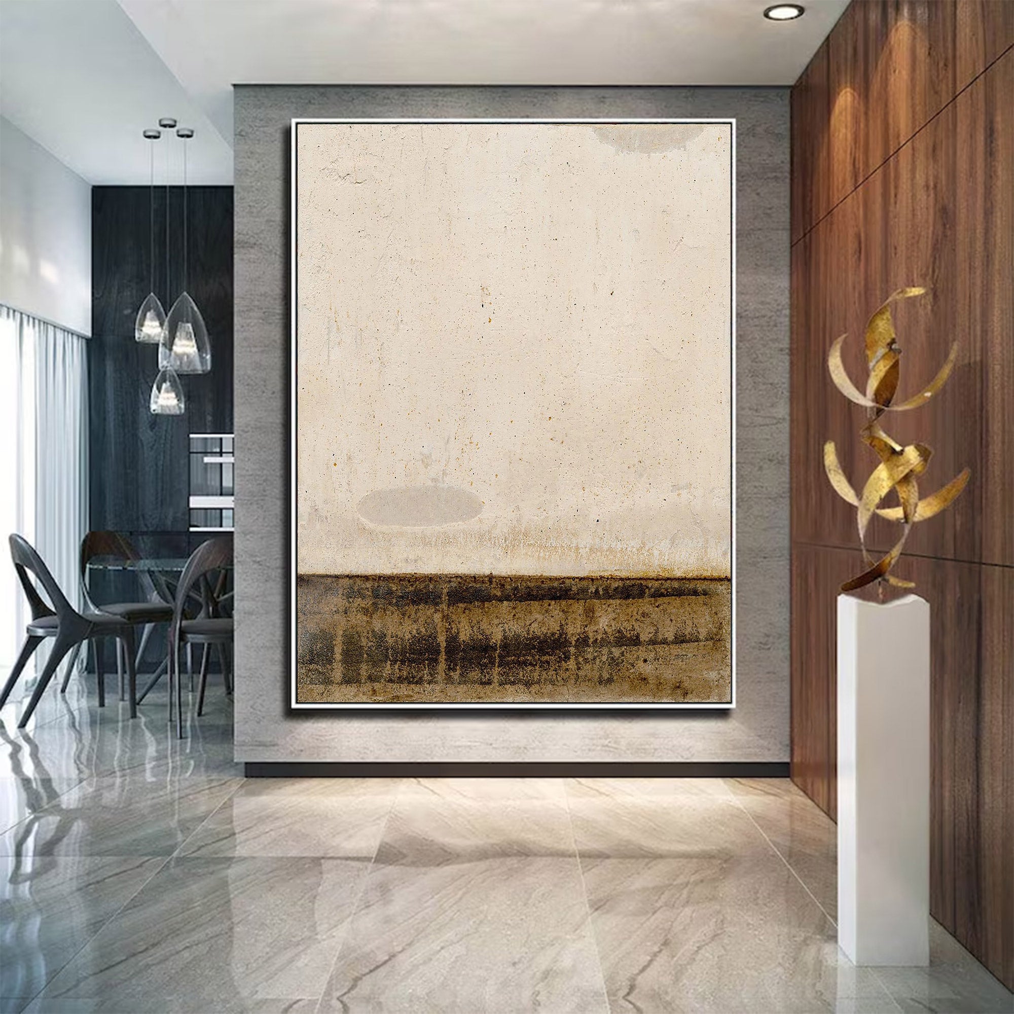 Large Textured Abstract Art Beige | KelorArt #AG 109