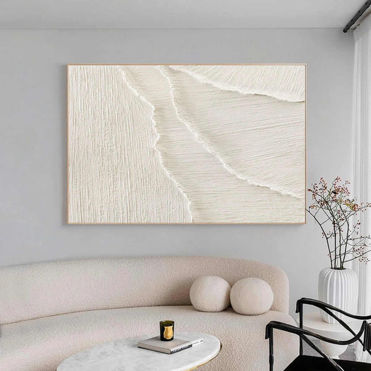 Large Minimal Textured Abstract Wall Art Hand Painted Plaster Oil Painting Neutral Contemporary Artwork Modern Luxury Home Decor