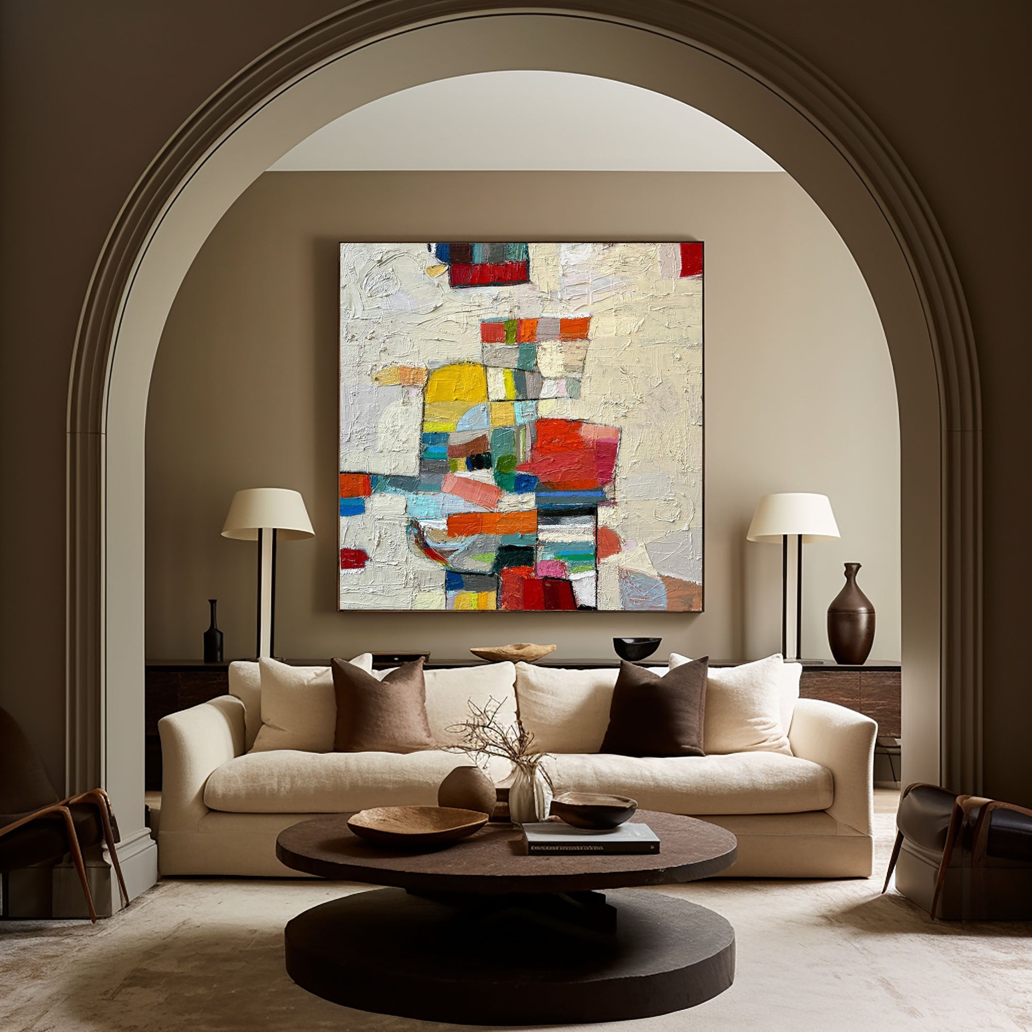 Vivid Mid Century Abstract Painting for Living Room #MC013