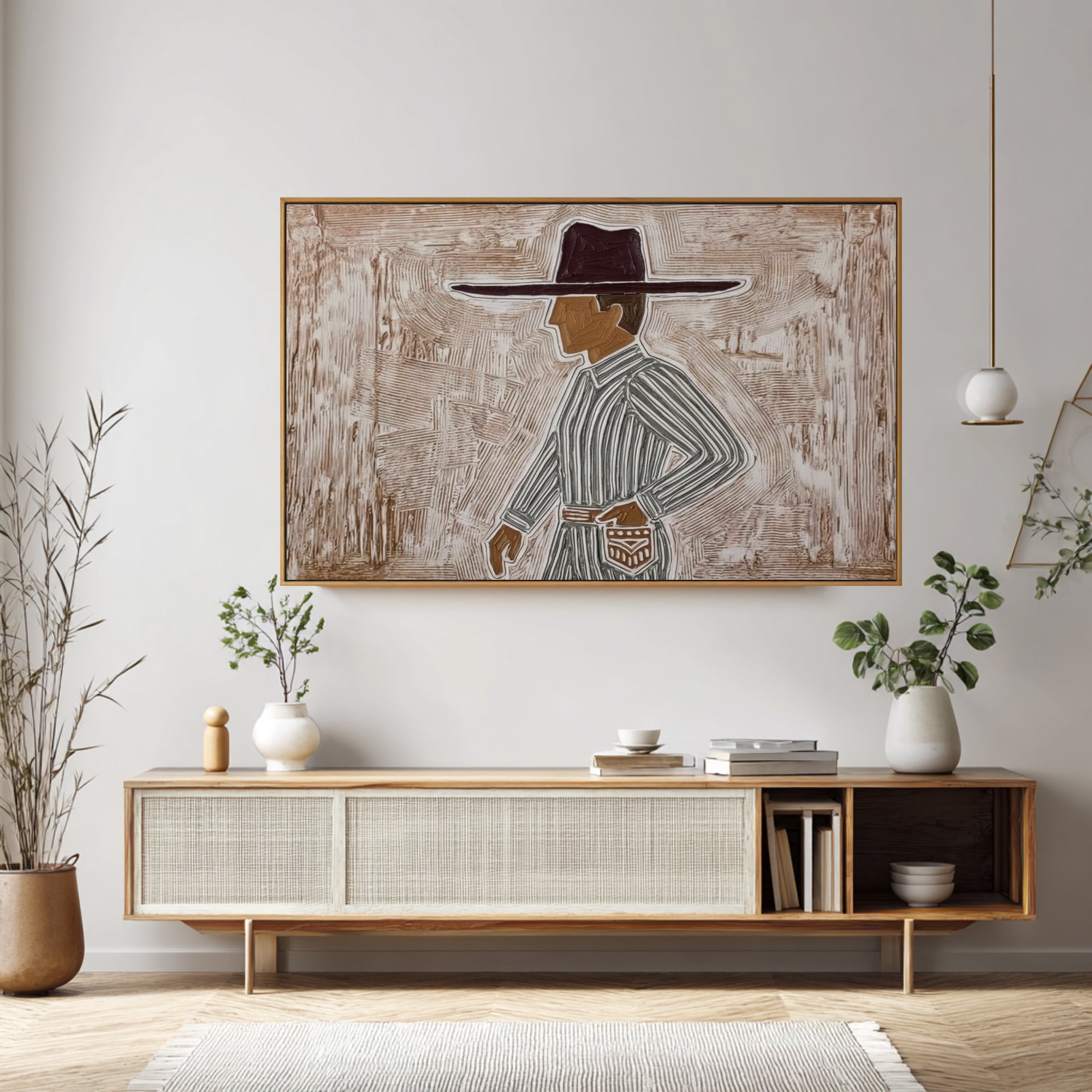 Minimalist Fashion Portrait Artwork Contemporary Neutral Wall Painting