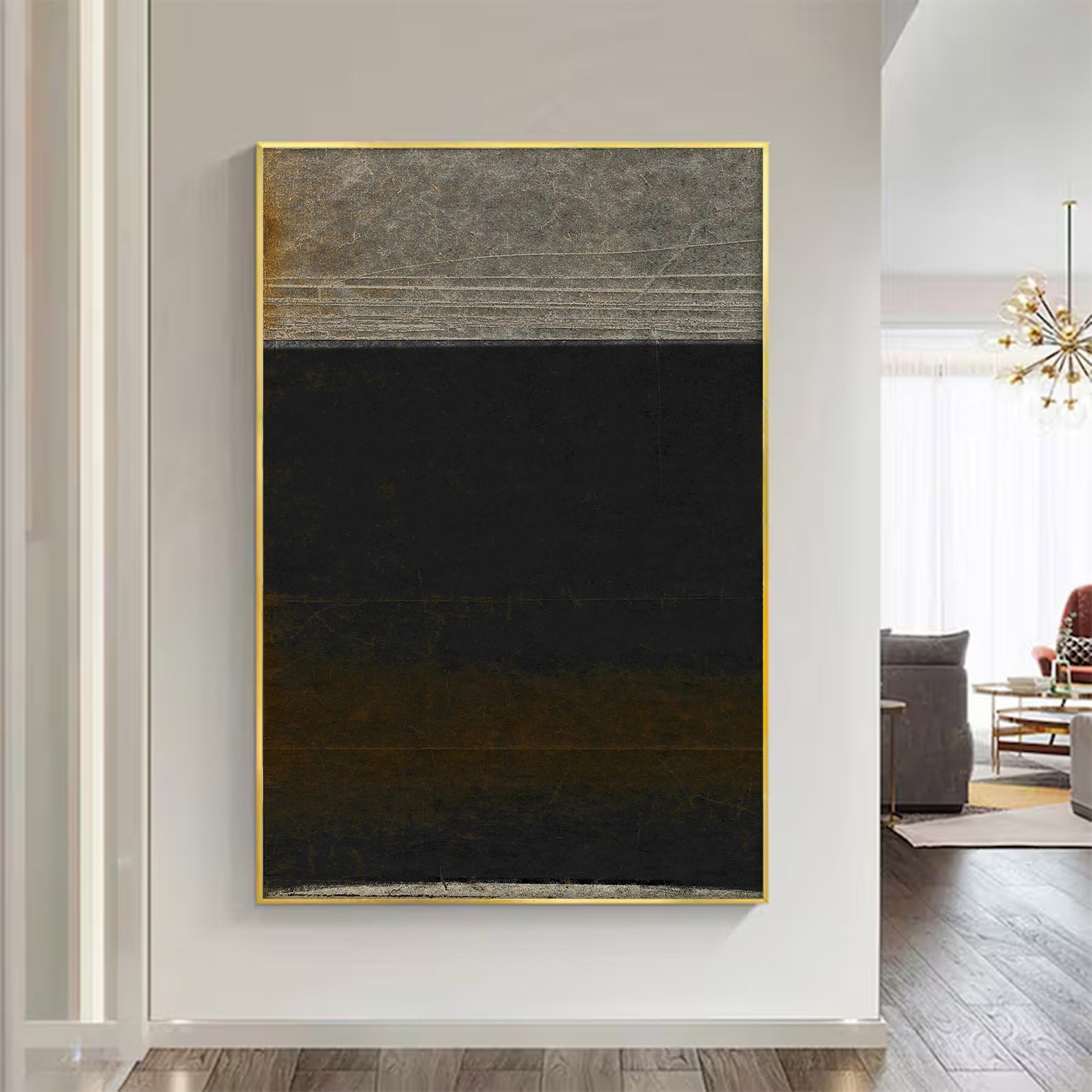 Large Minimalist Black Abstract Wall Art | KelorArt #AG 110