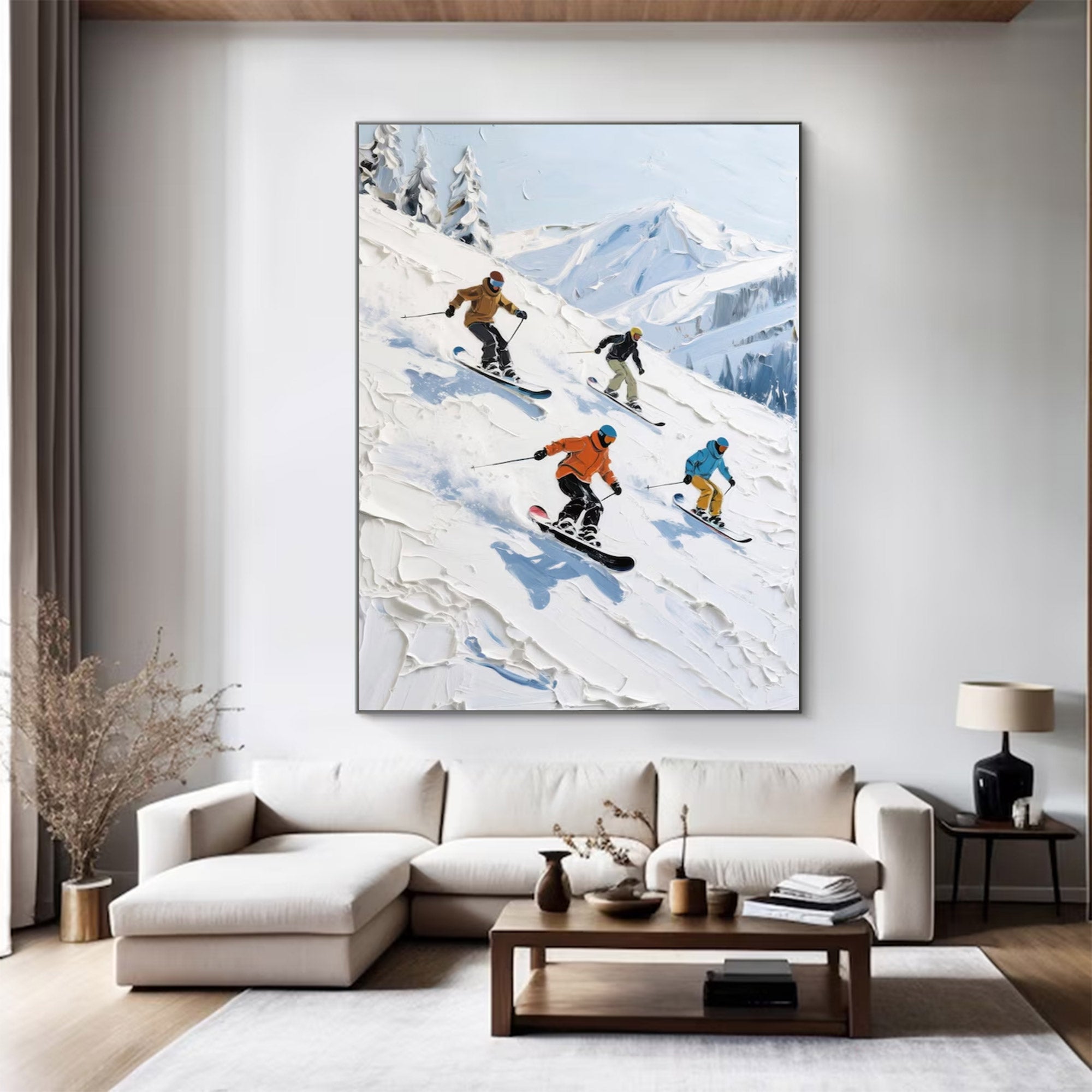 Large Textured Skiing Art | KelorArt #AG 145