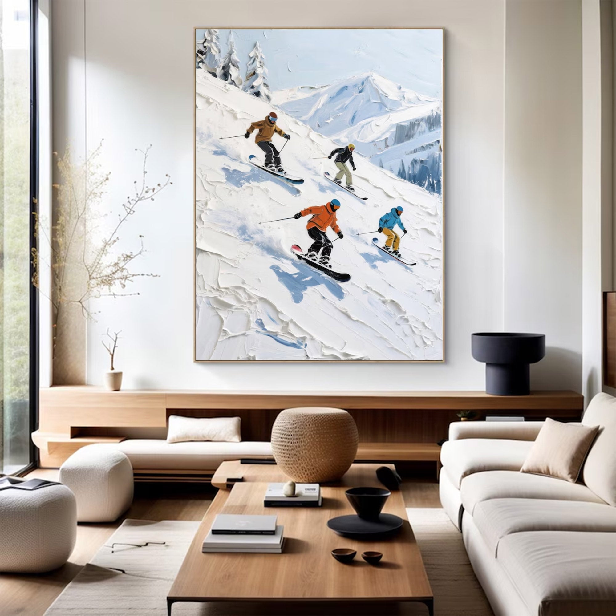 Large Textured Skiing Art | KelorArt #AG 145
