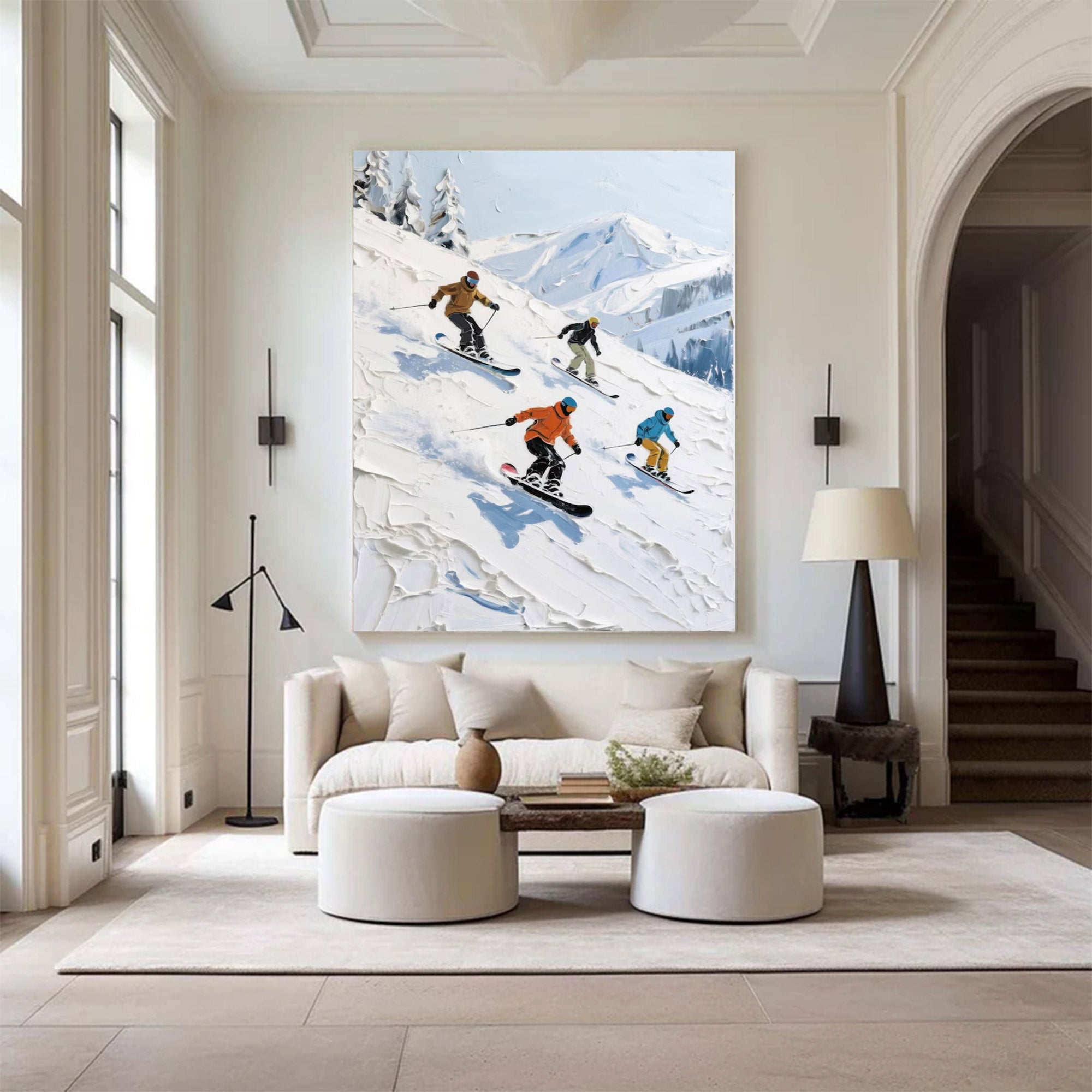 Large Textured Skiing Art | KelorArt #AG 145