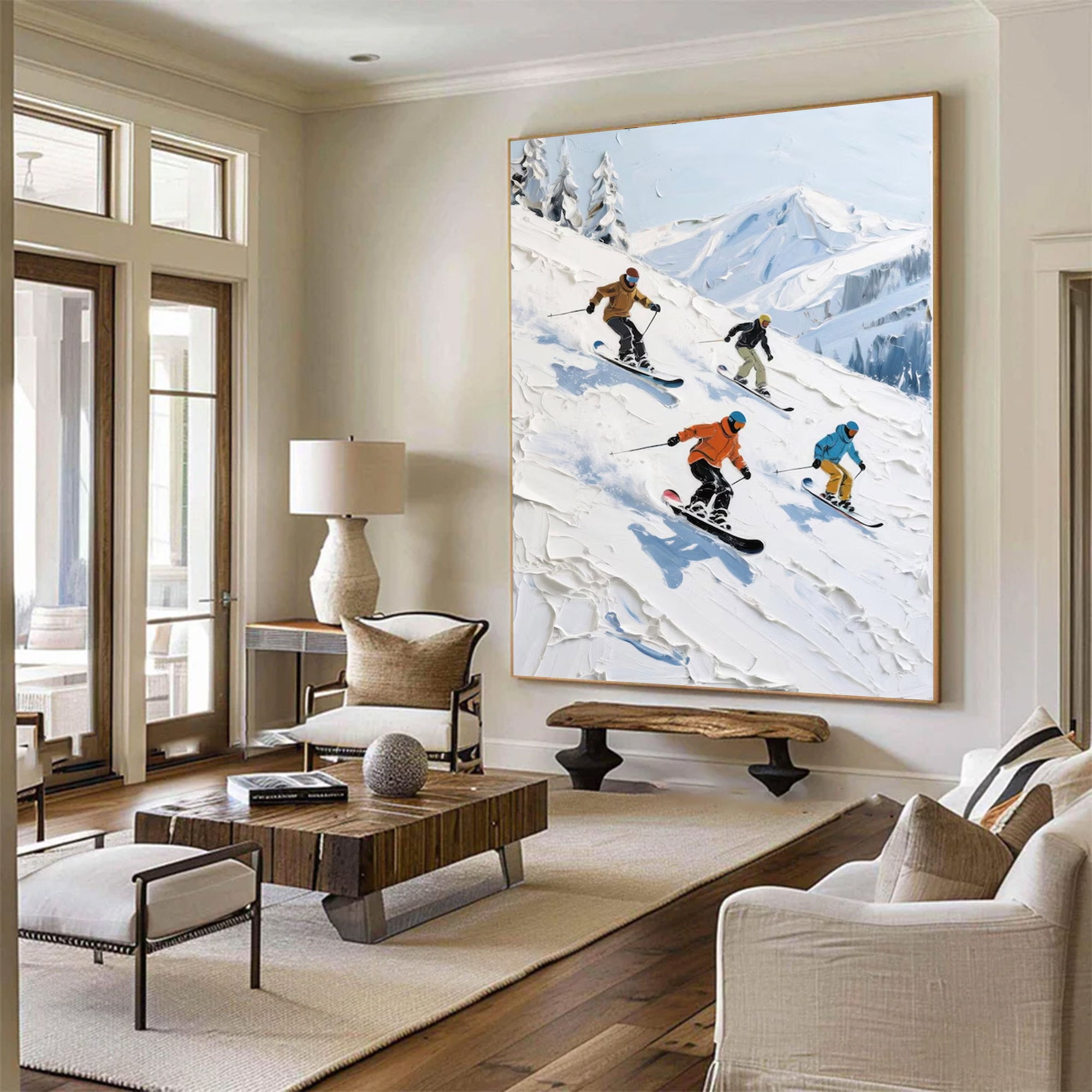 Large Textured Skiing Art | KelorArt #AG 145