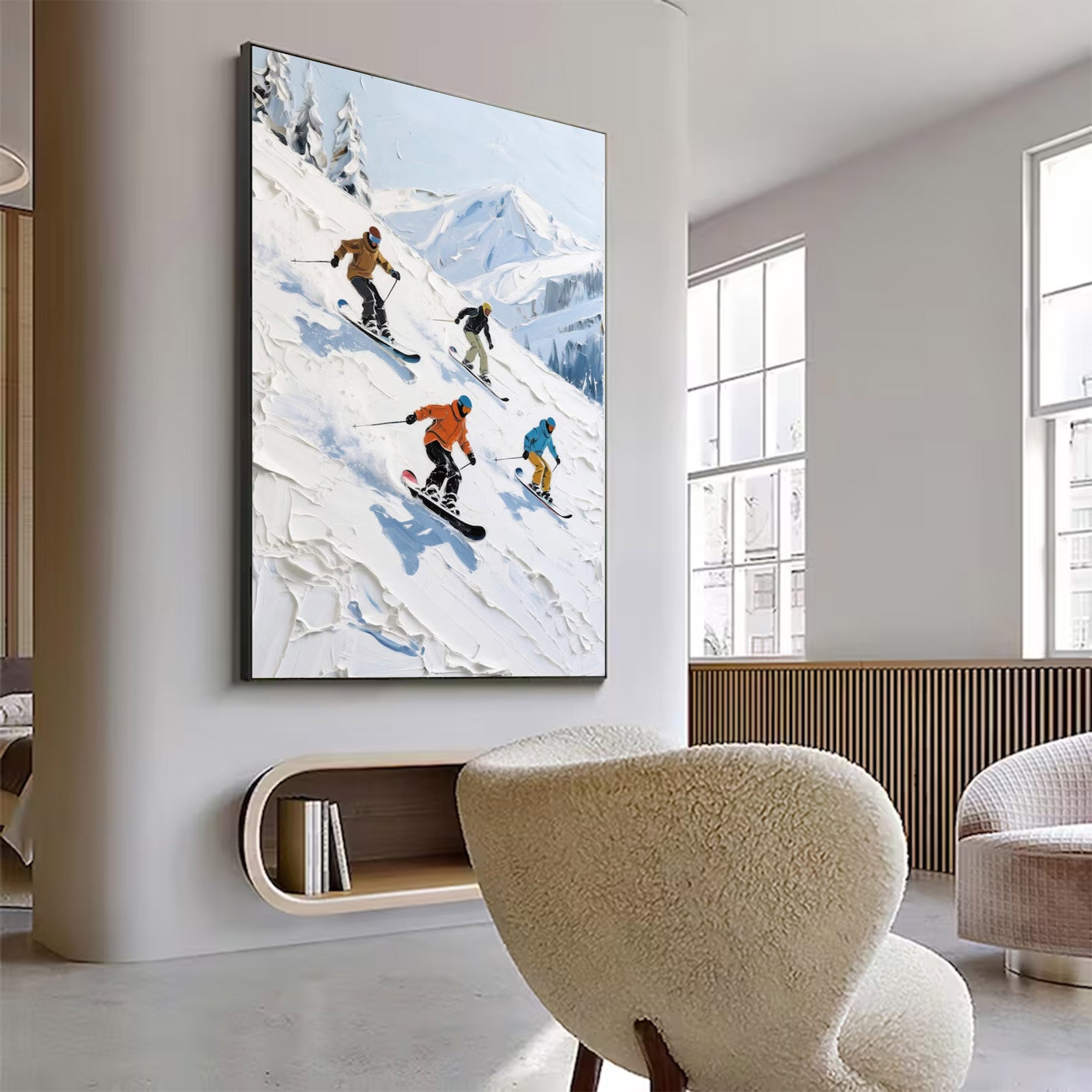 Large Textured Skiing Art | KelorArt #AG 145