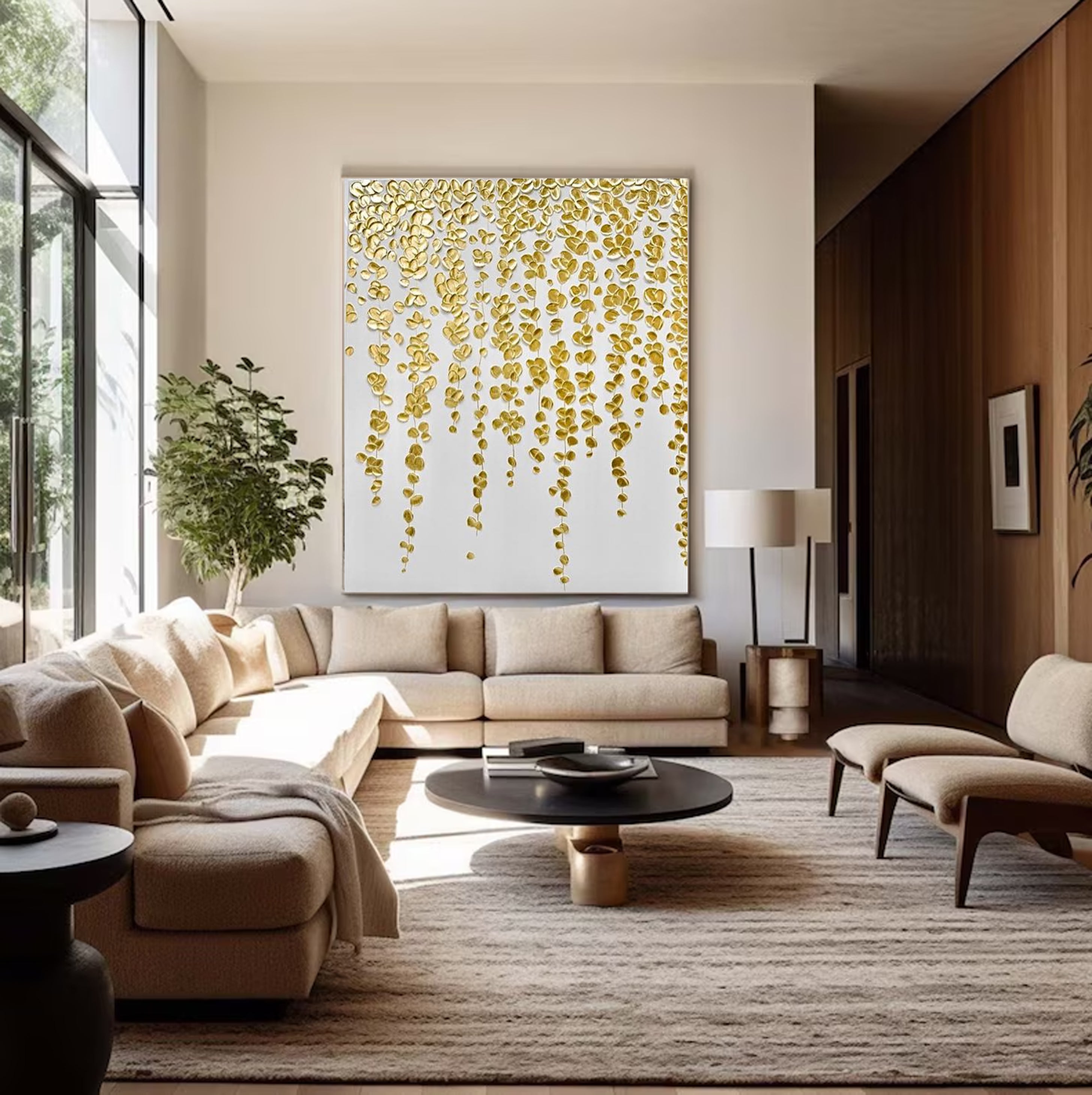 Luxurious Gold Leaf Abstract Canvas Handcrafted Art #FB002