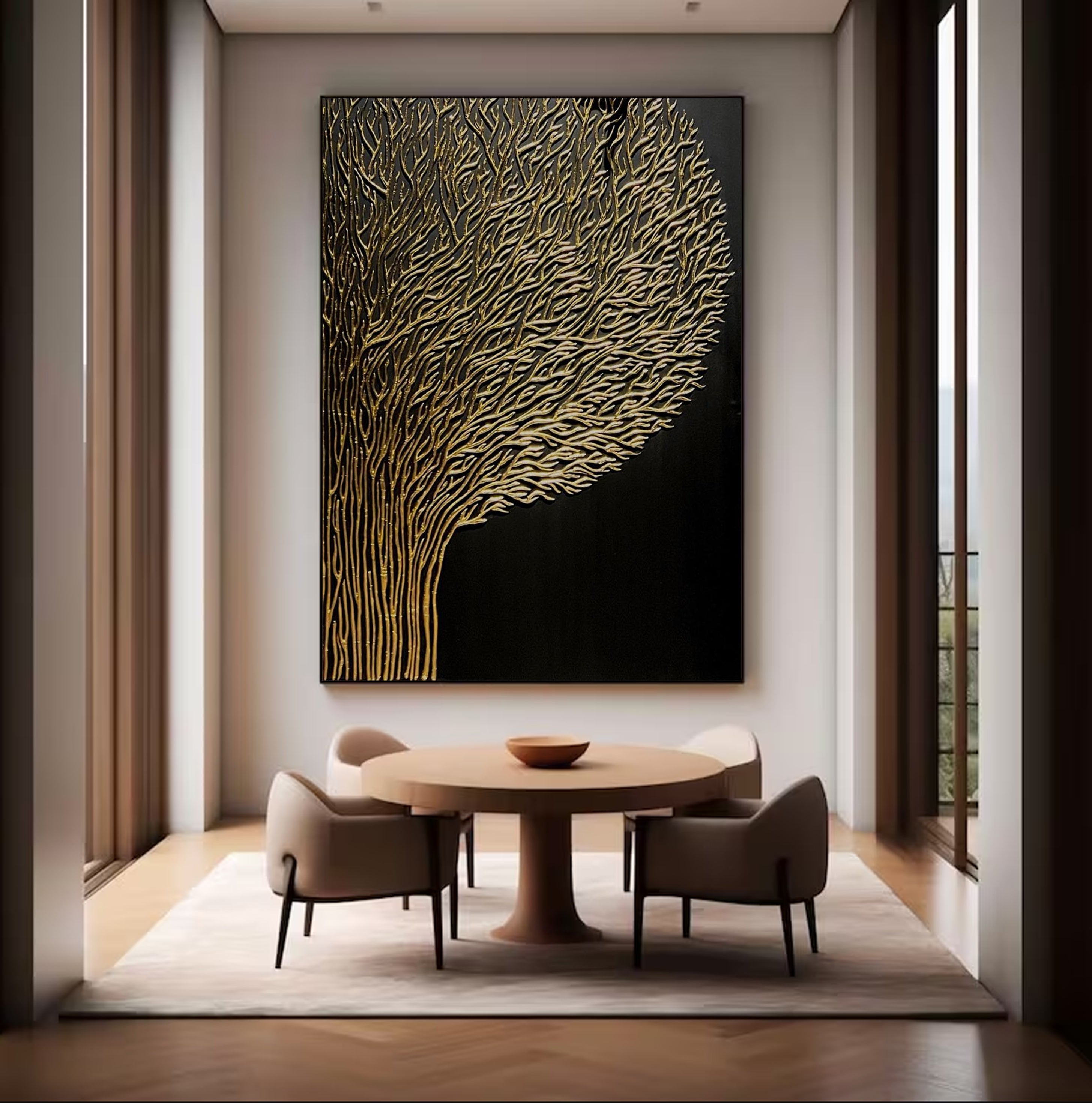 Golden Tree Line Art for Modern Decor #MM009