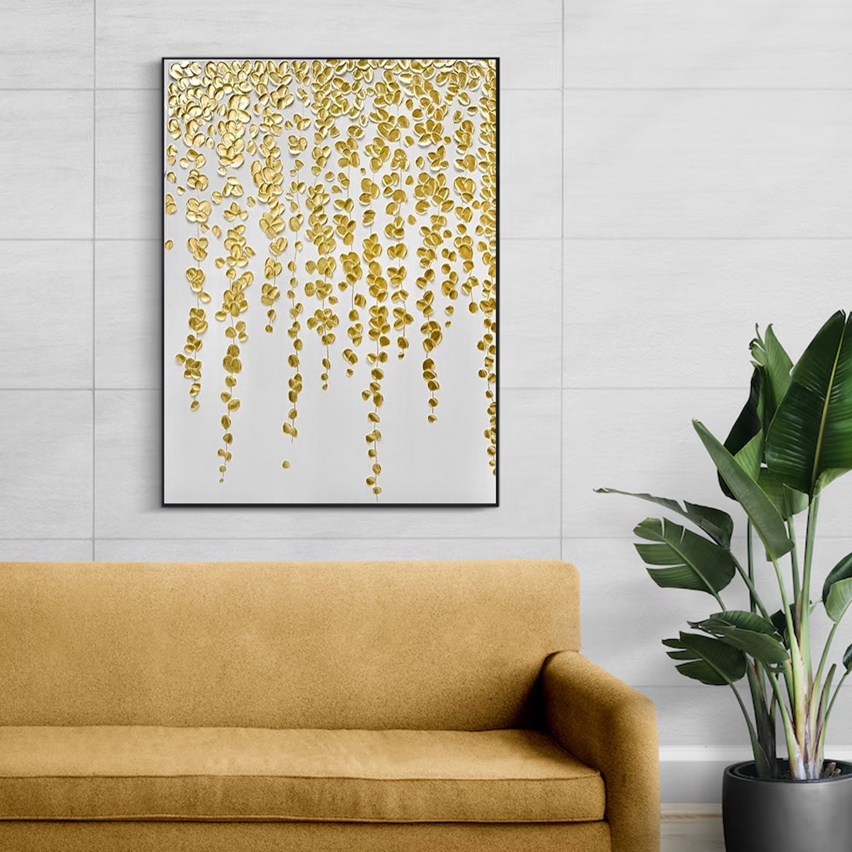 Luxurious Gold Leaf Abstract Canvas Handcrafted Art #FB002