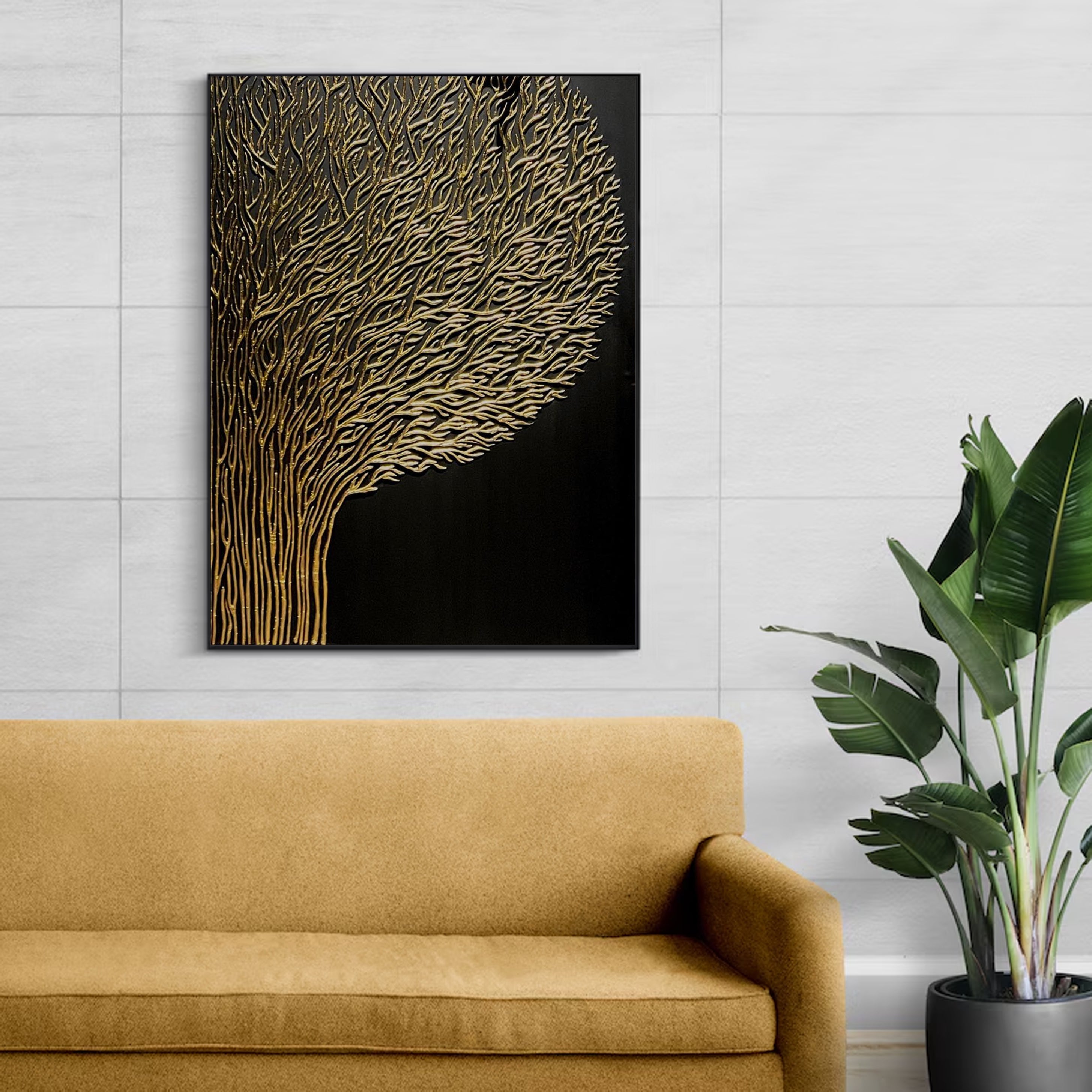 Golden Tree Line Art for Modern Decor #MM009