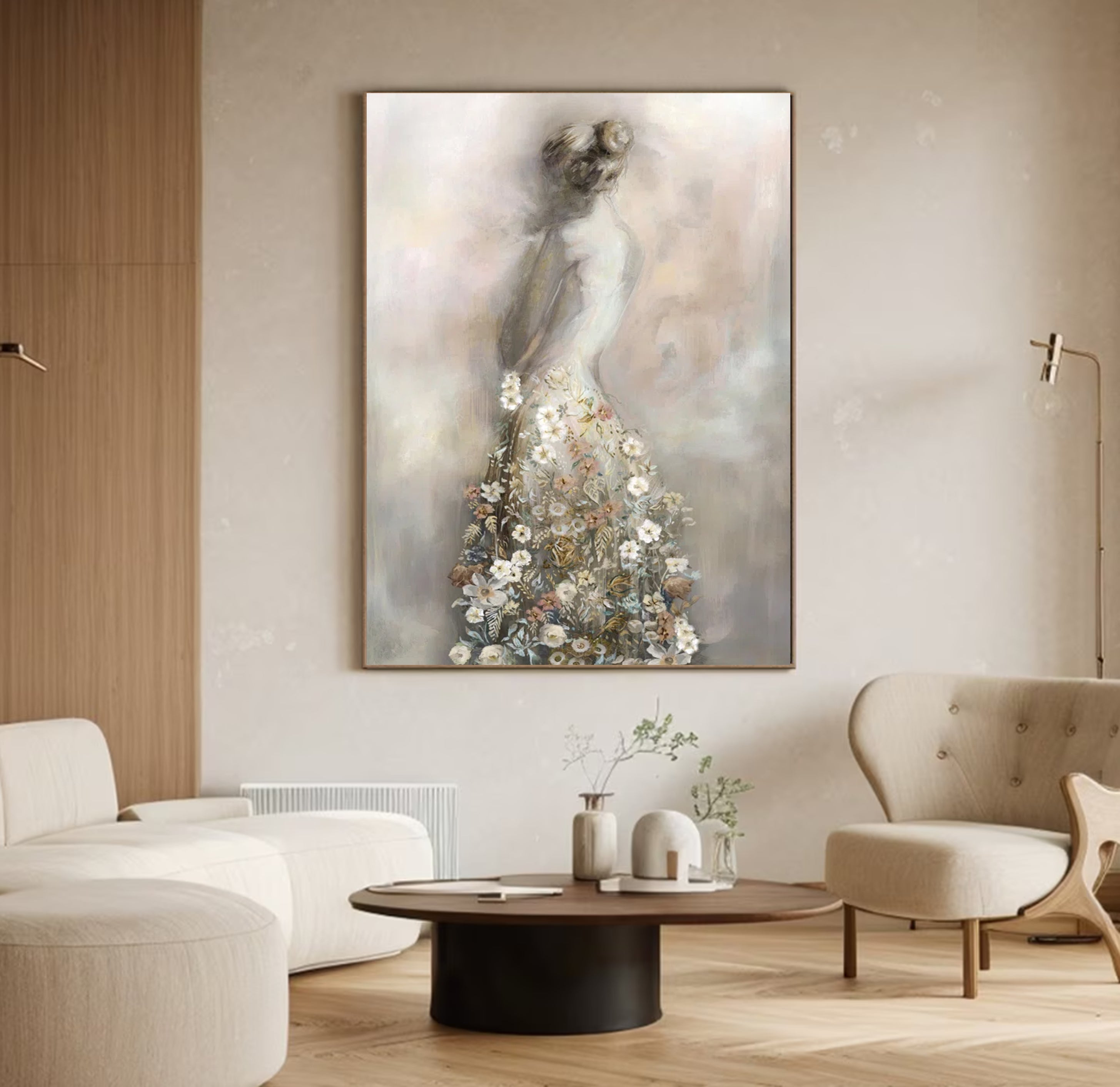 Modern Floral Woman Oil Painting Abstract Home Art #HF012