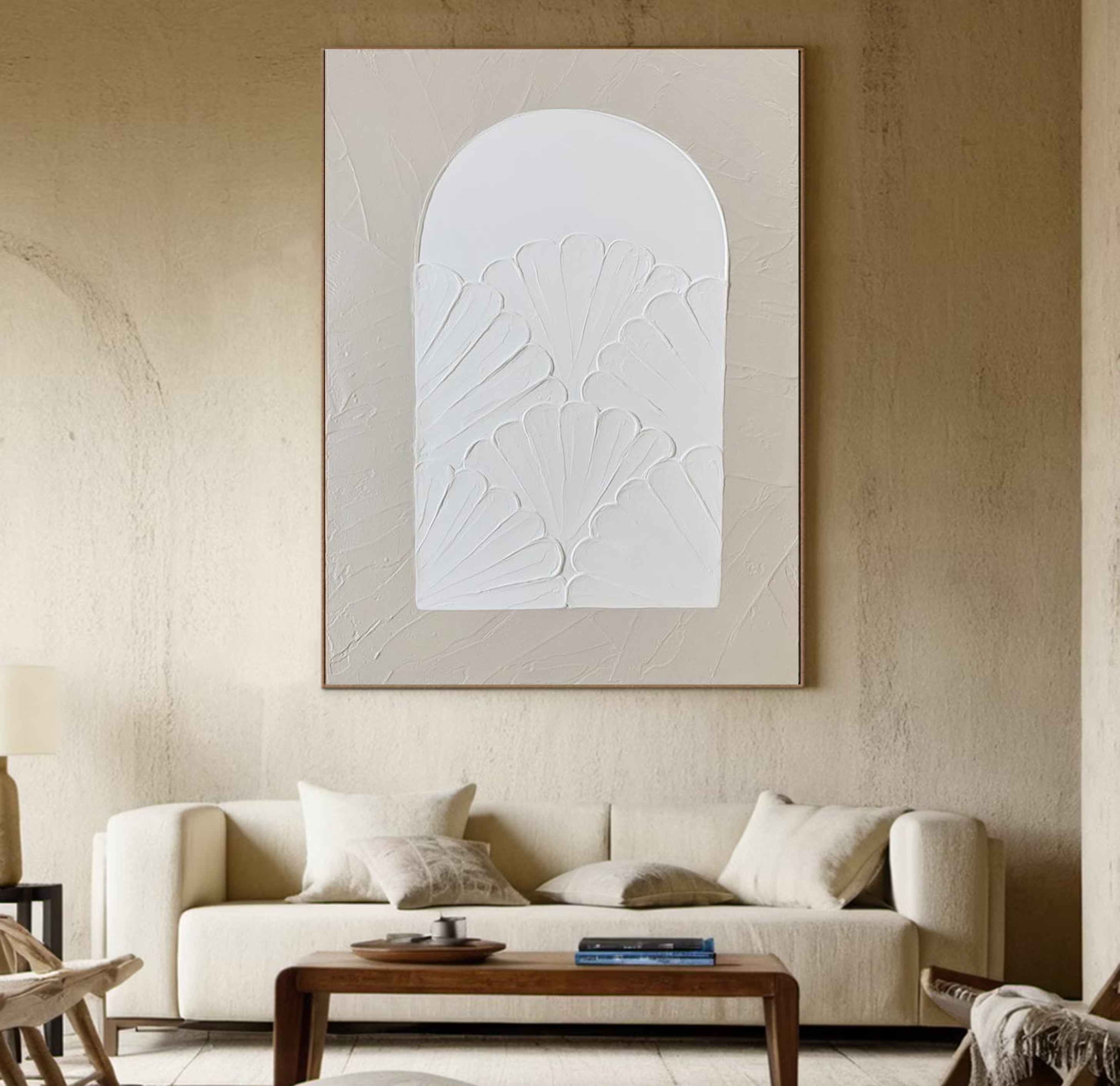 Elegant White Textured Wall Art For Serene Decor #MM013