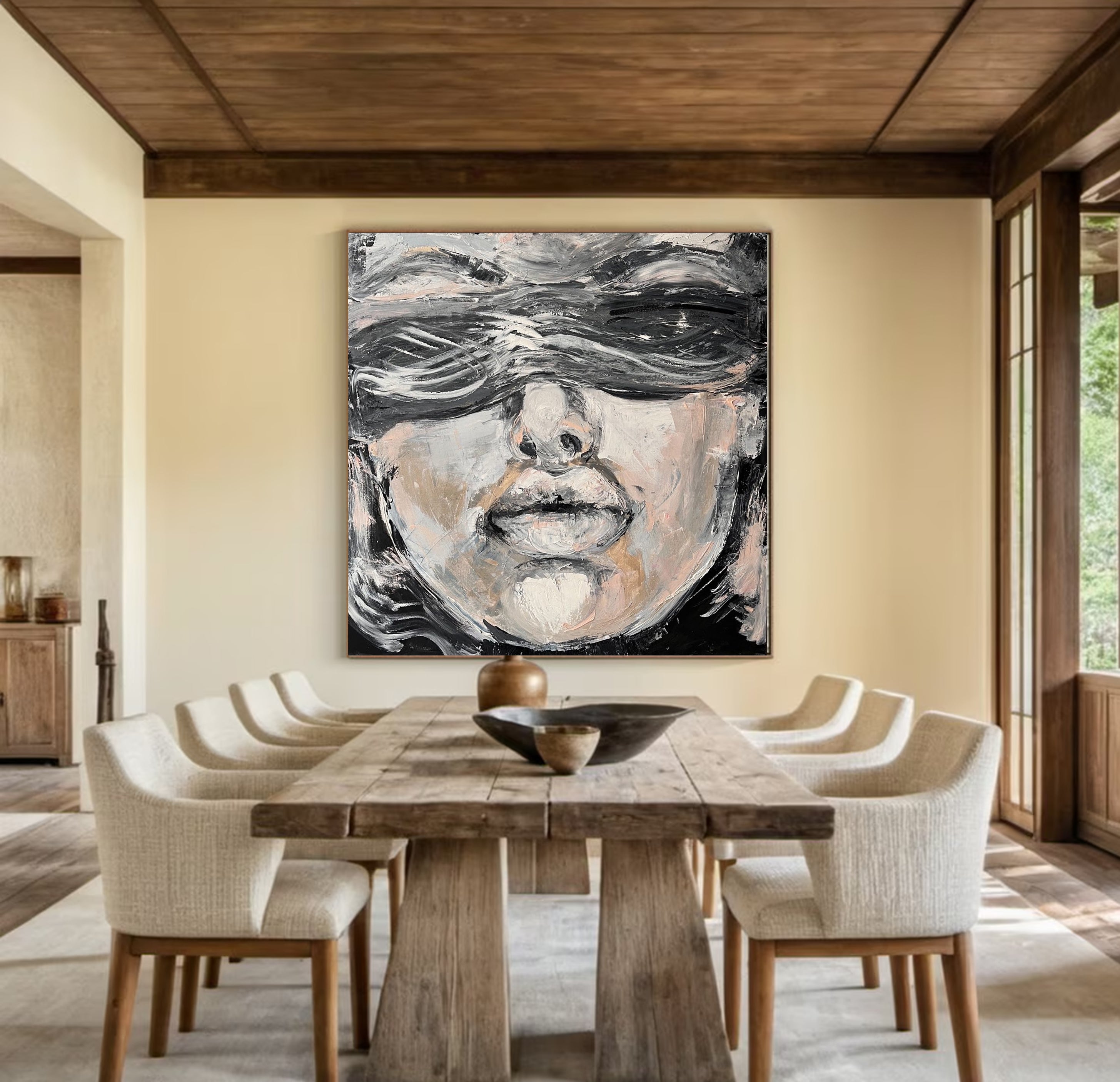 Abstract Human Portrait Contemporary Canvas Art #HF001