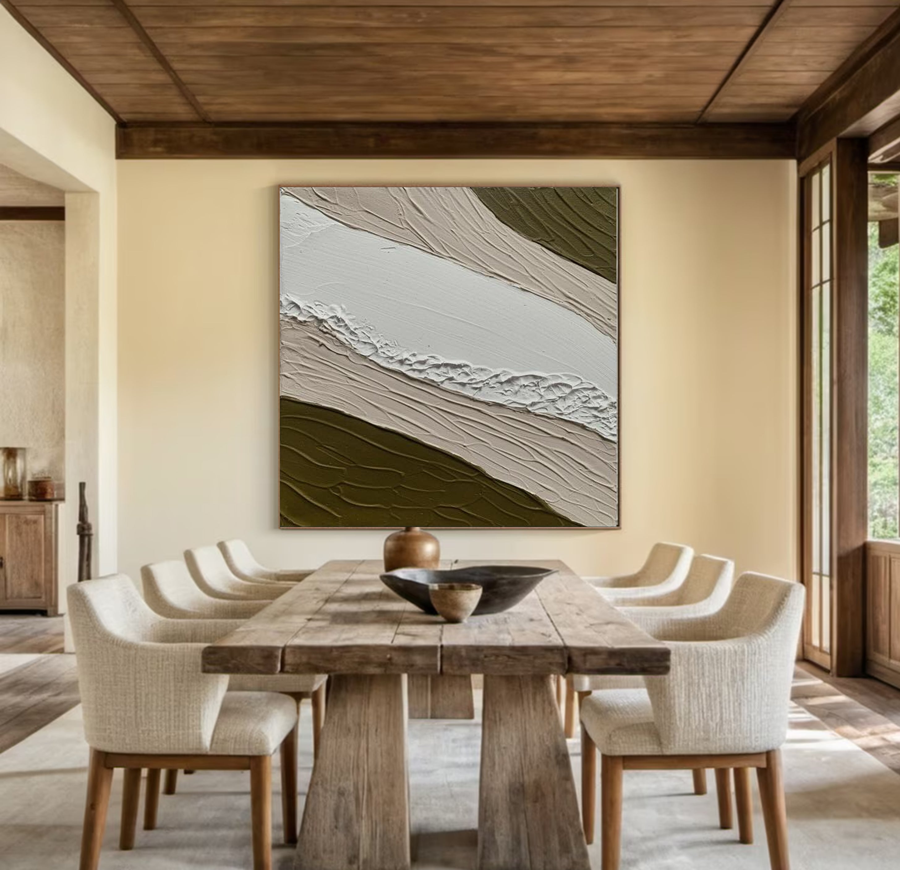 Elegant Plaster Art Canvas Minimalist and Textured for Contemporary Interiors #AB004