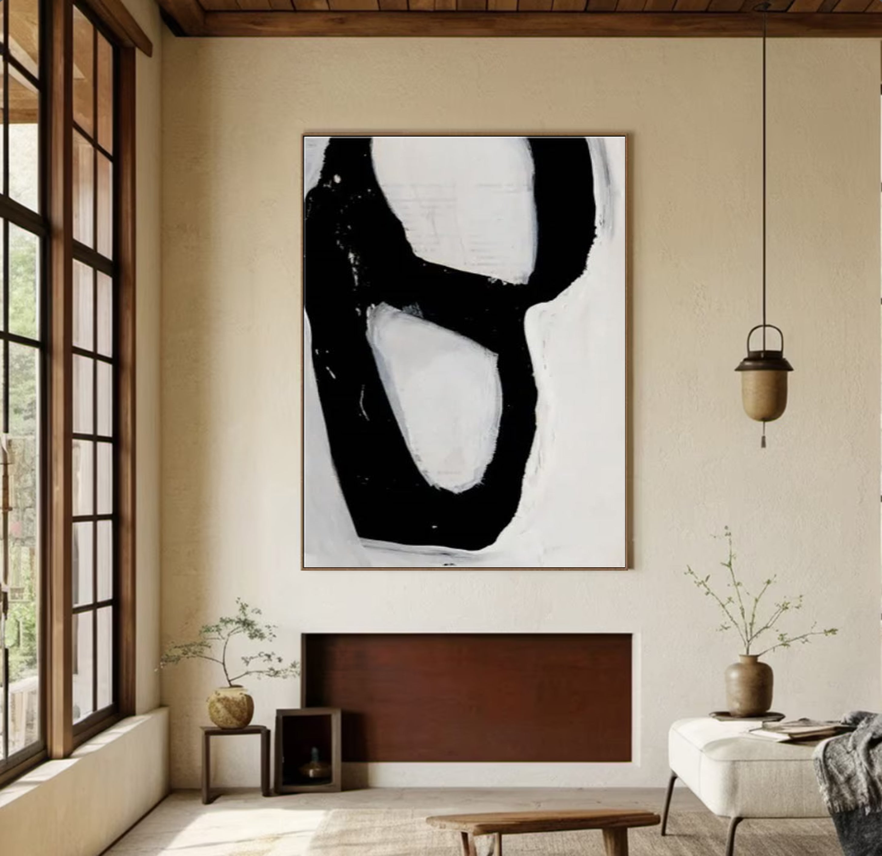 Minimalist Black & White Painting For Modern House #MM006