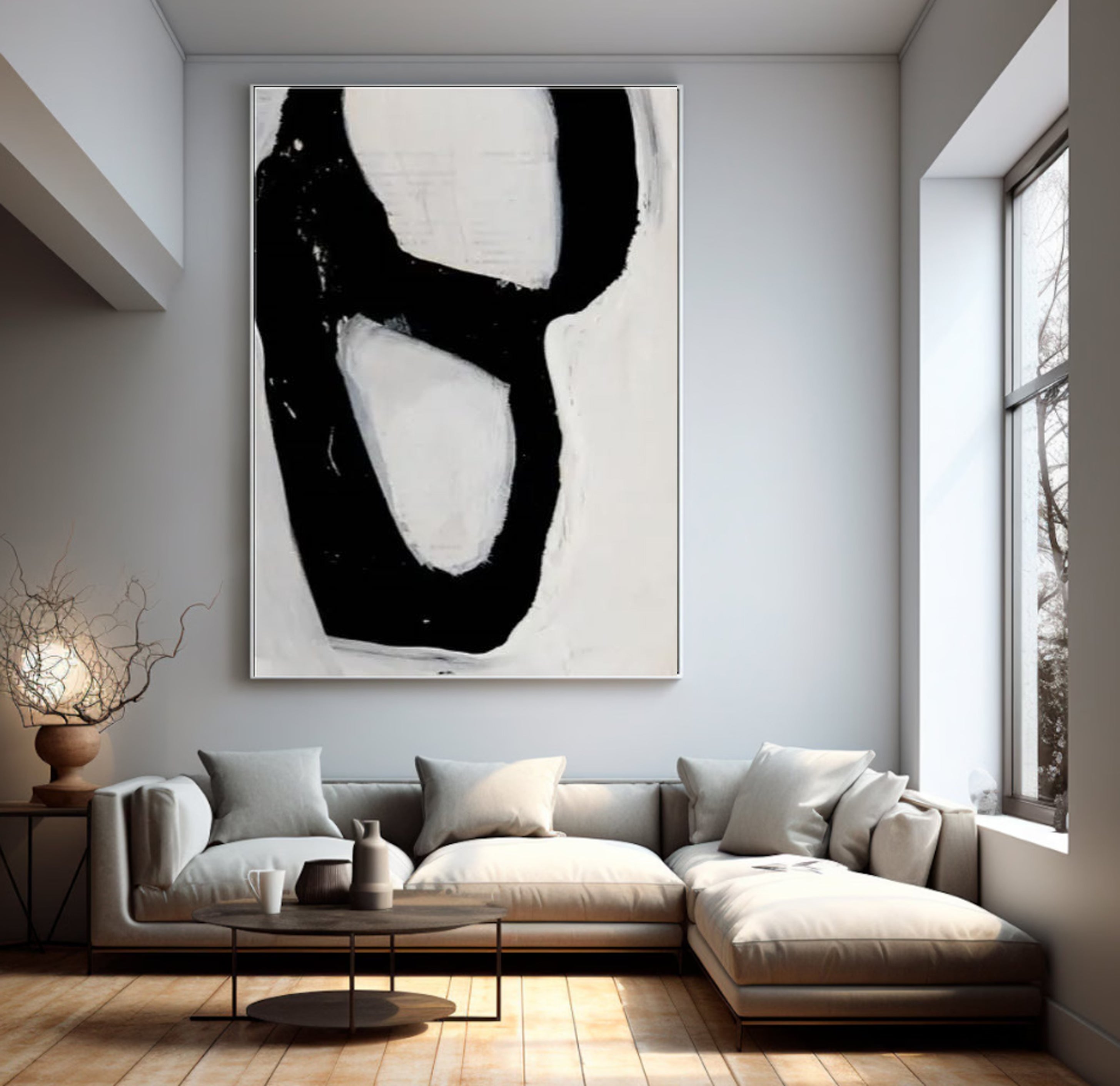 Minimalist Black & White Painting For Modern House #MM006