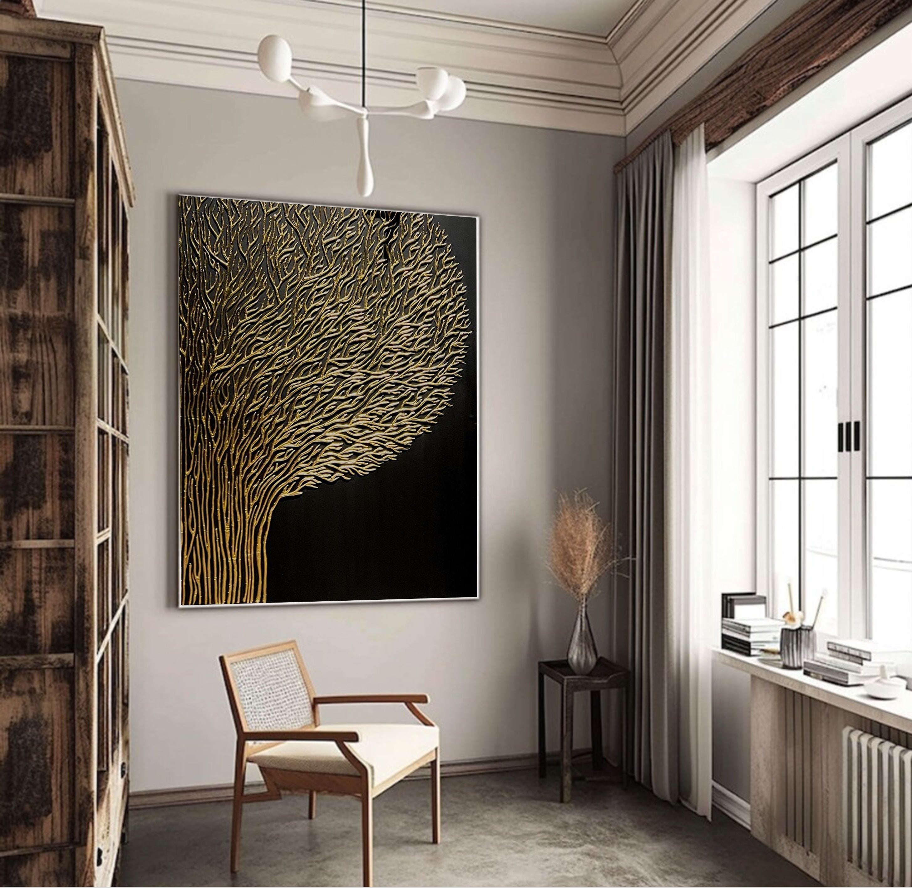 Golden Tree Line Art for Modern Decor #MM009