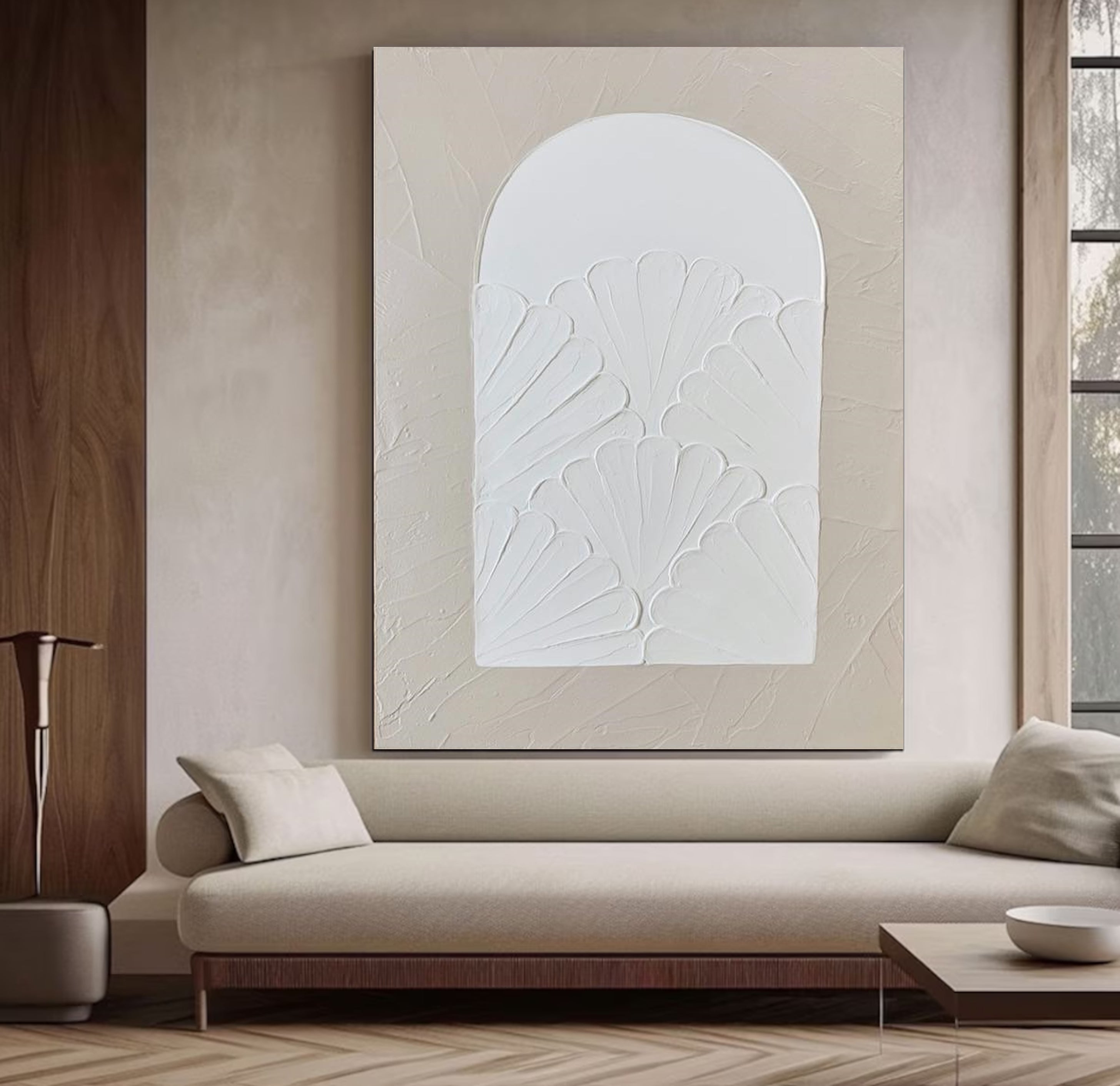 Elegant White Textured Wall Art For Serene Decor #MM013