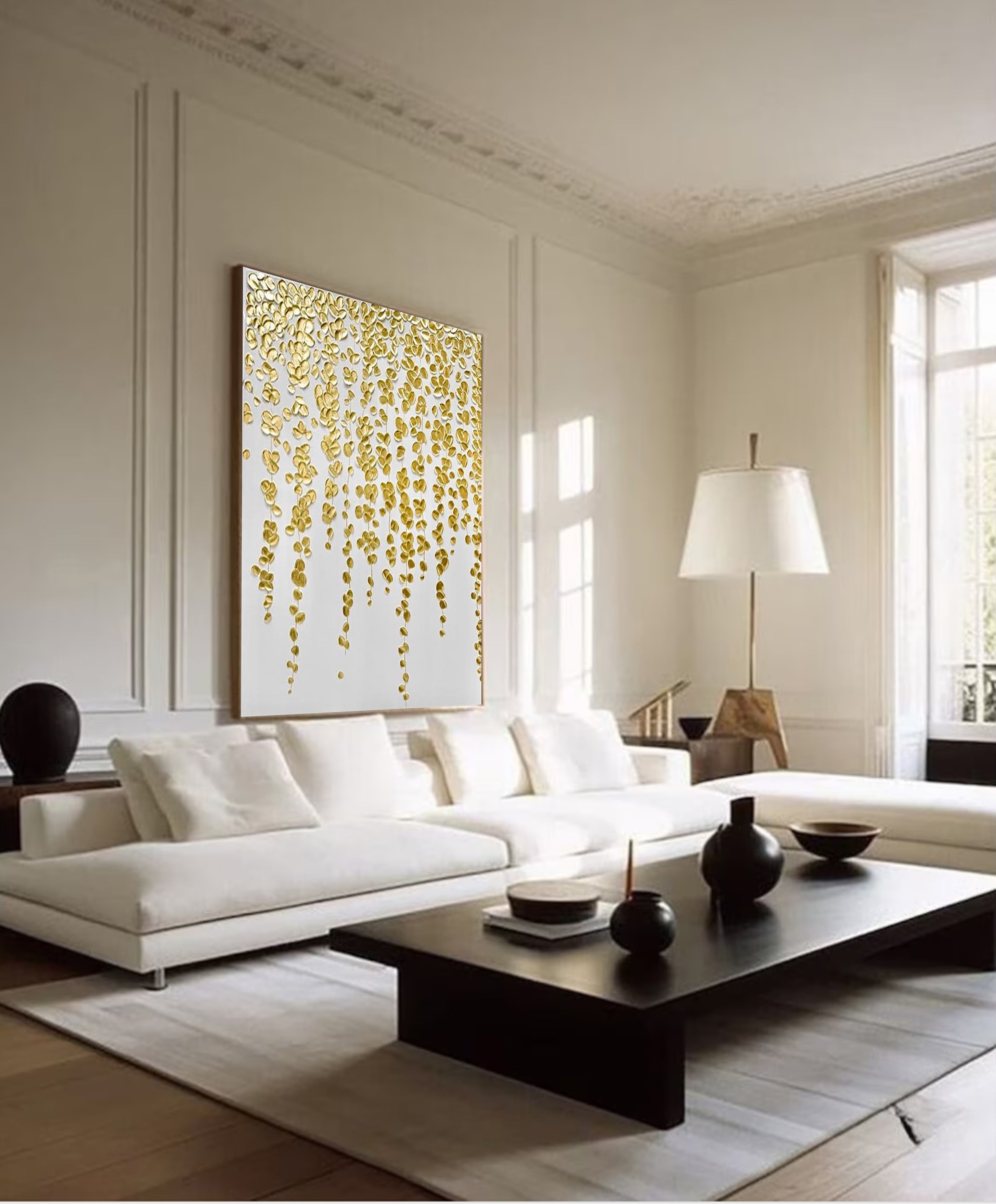 Luxurious Gold Leaf Abstract Canvas Handcrafted Art #FB002