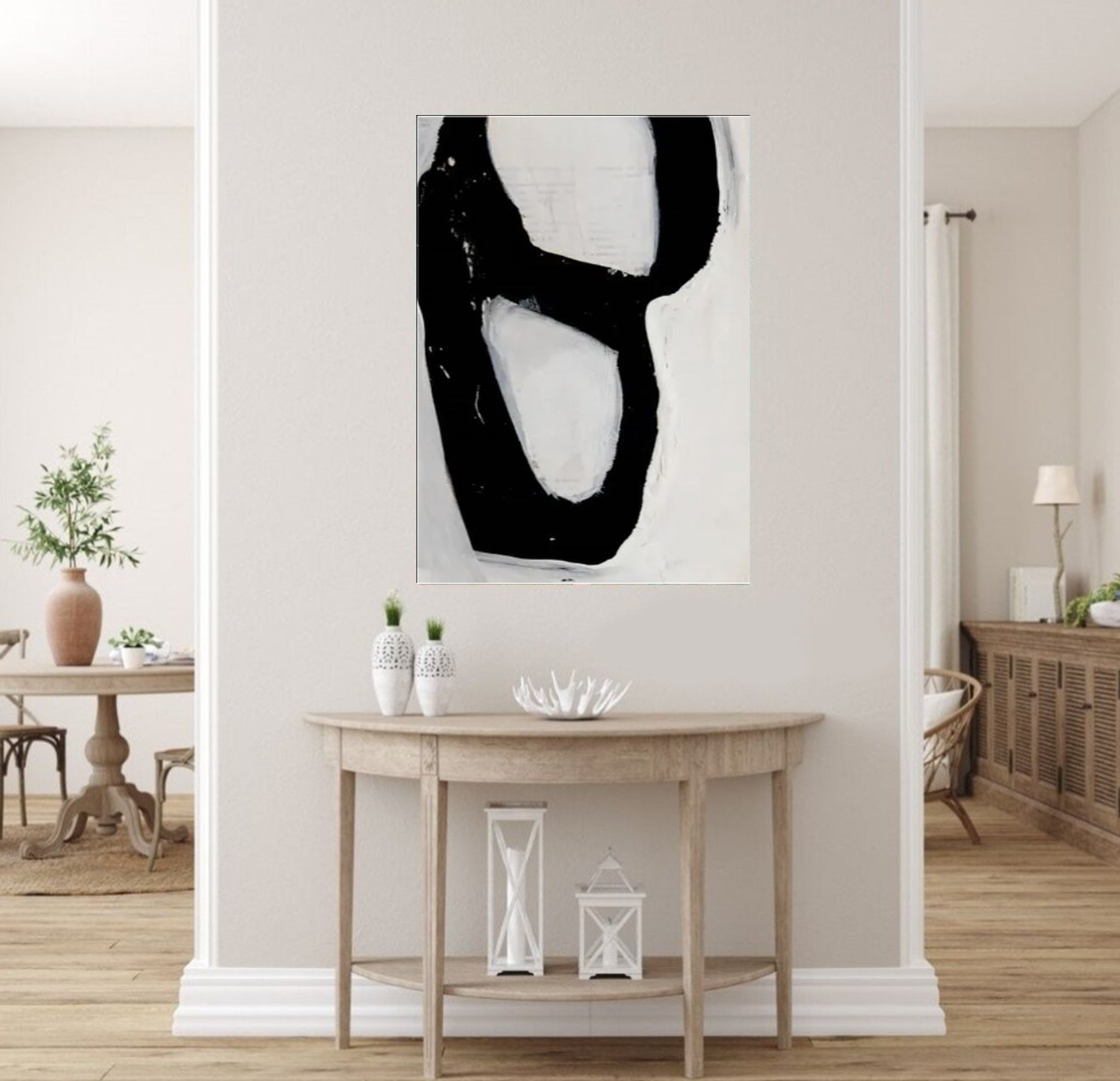 Minimalist Black & White Painting For Modern House #MM006