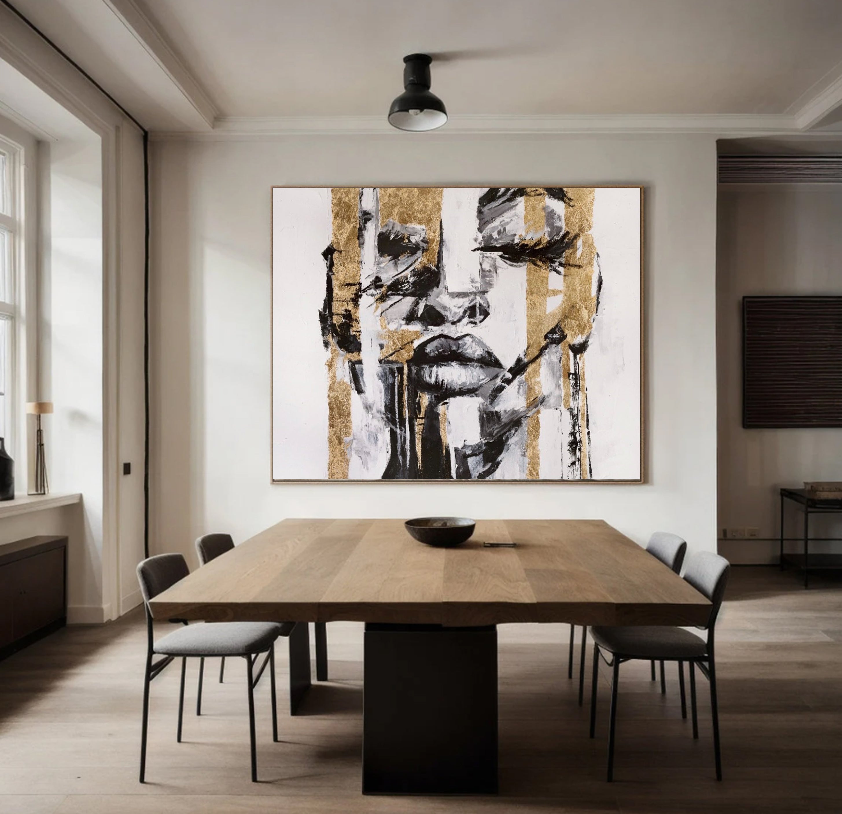 Abstract Human Portrait Contemporary Canvas Wall Art #HF008