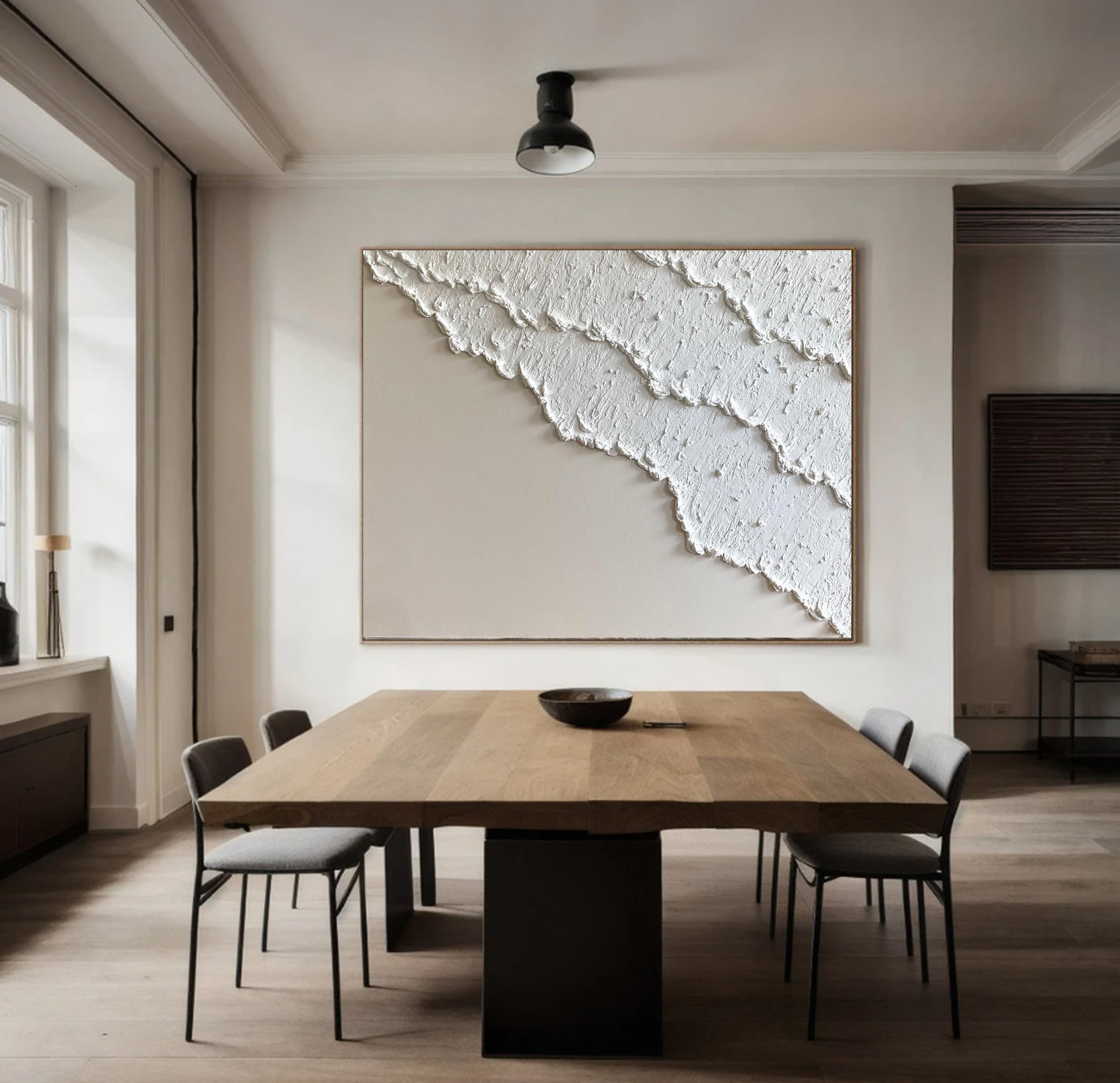 Large White Textured Wall Art for Modern Interiors #MM044